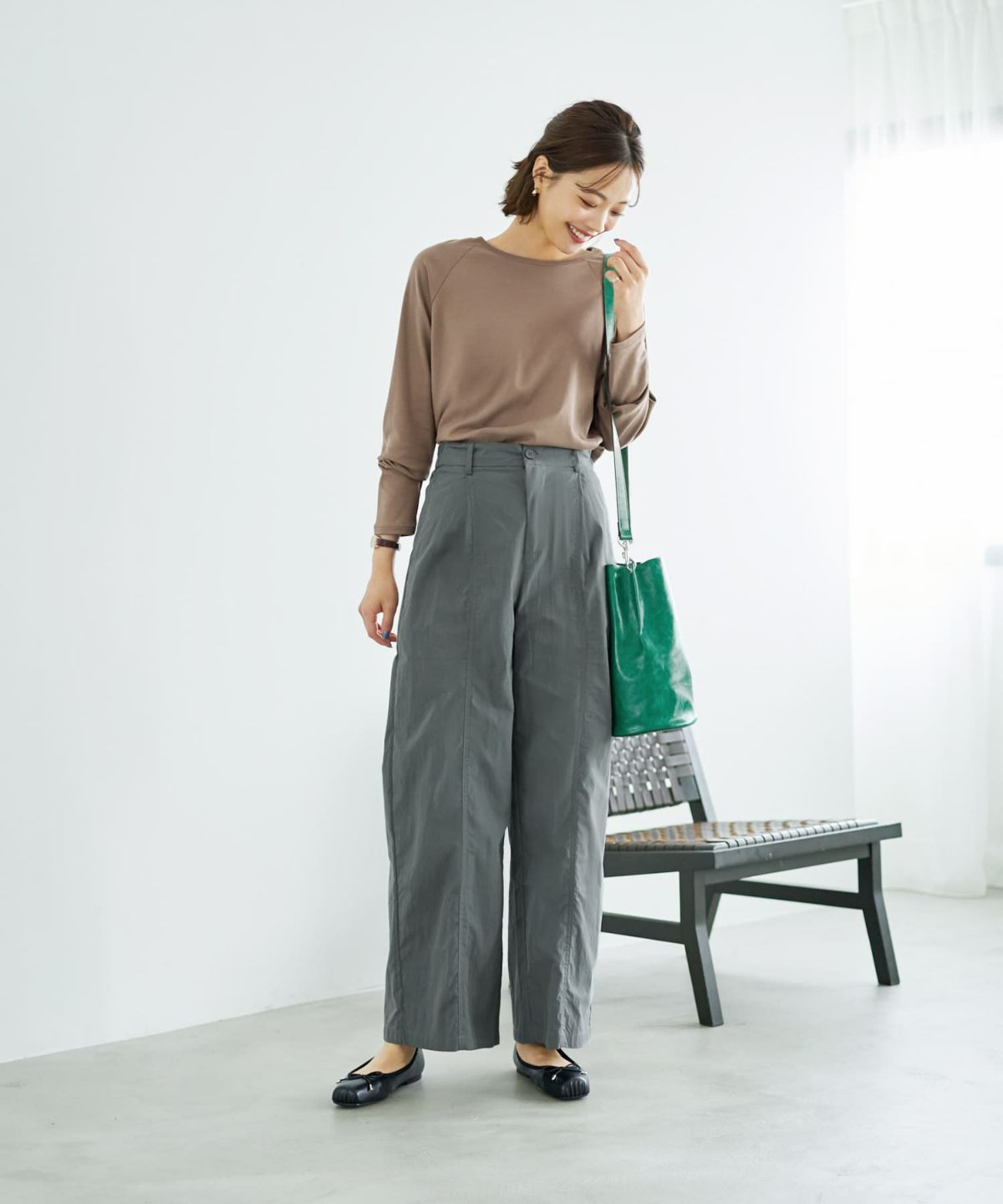 着用イメージ 167cm オリーブベージュ