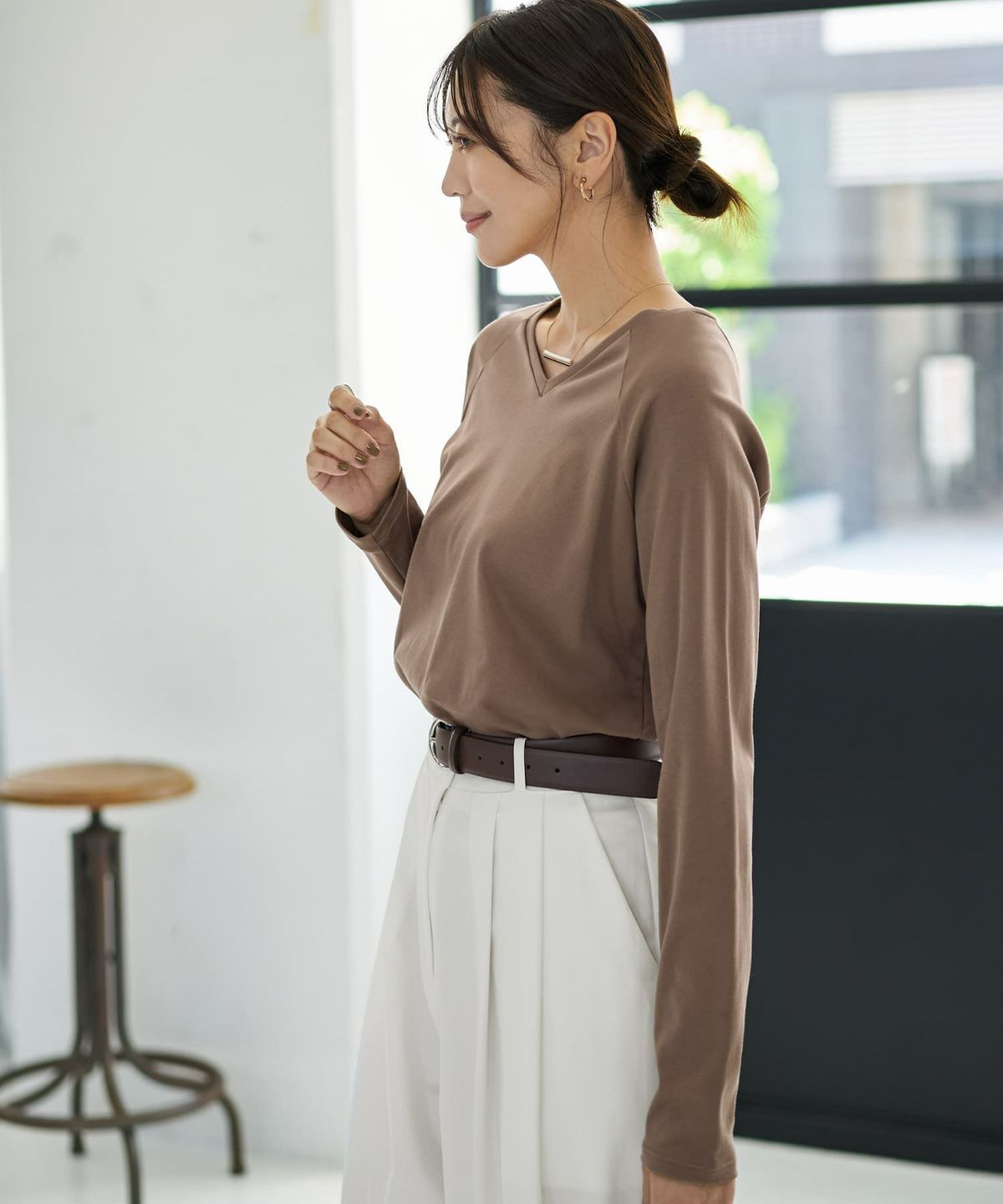 着用イメージ 166cm オリーブベージュ