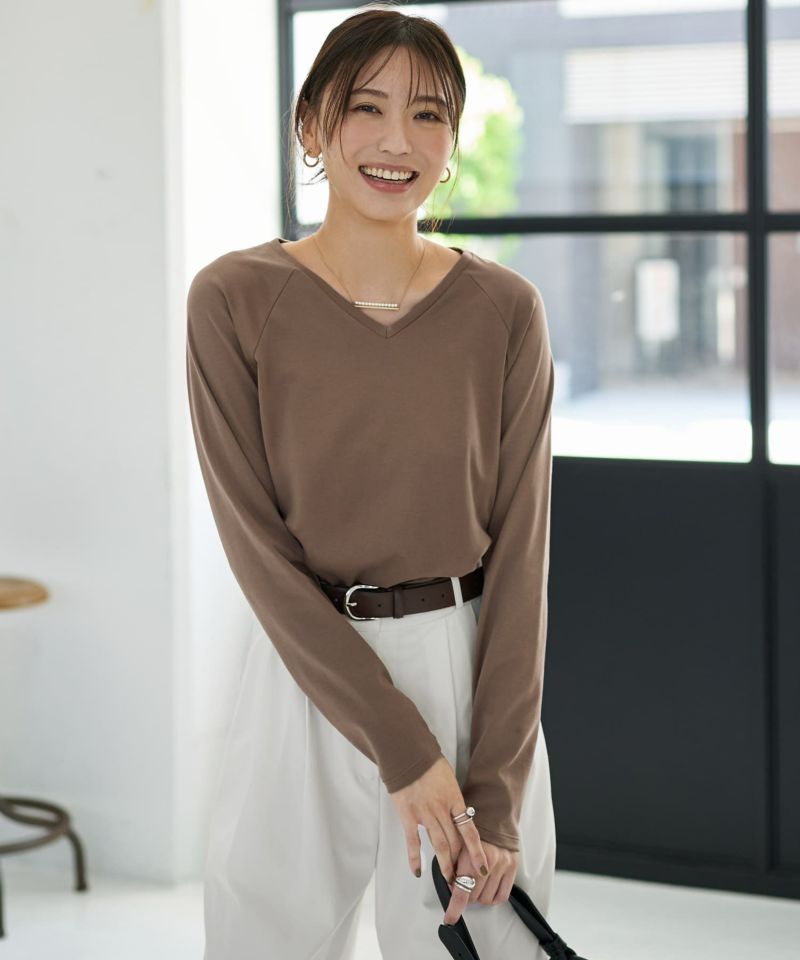 ものづくりJAPAN】MeltyスムースVネックロングTシャツ