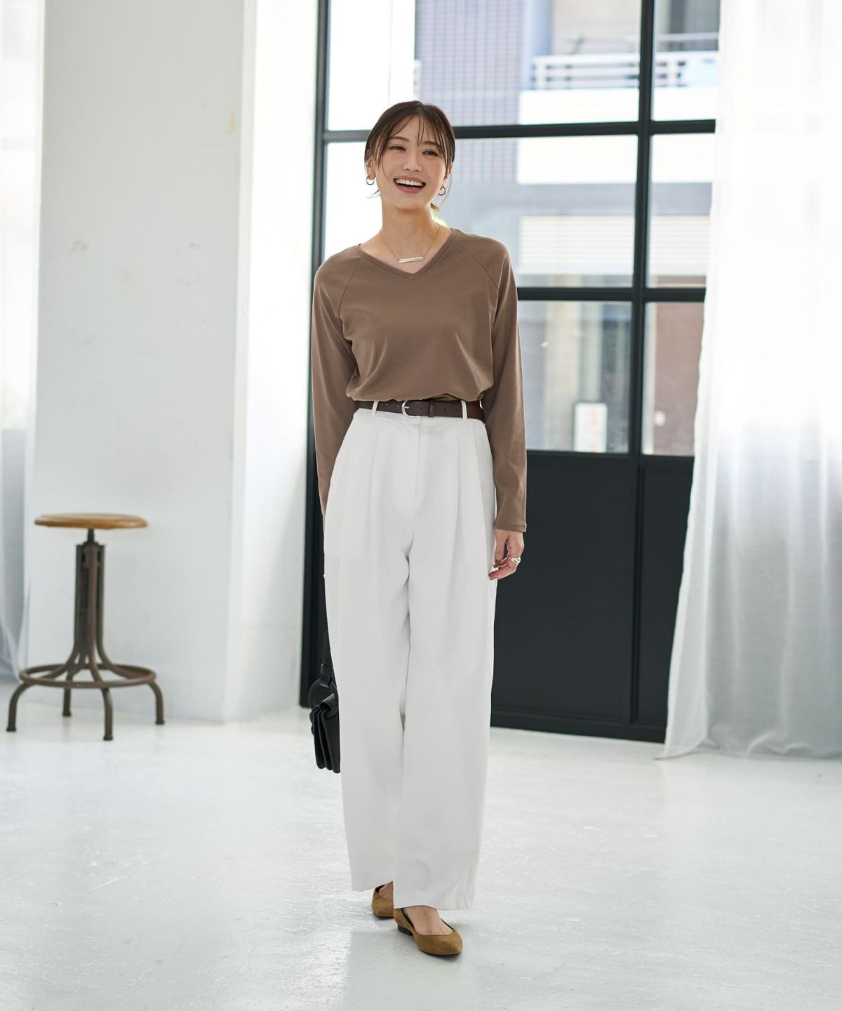 着用イメージ 166cm オリーブベージュ