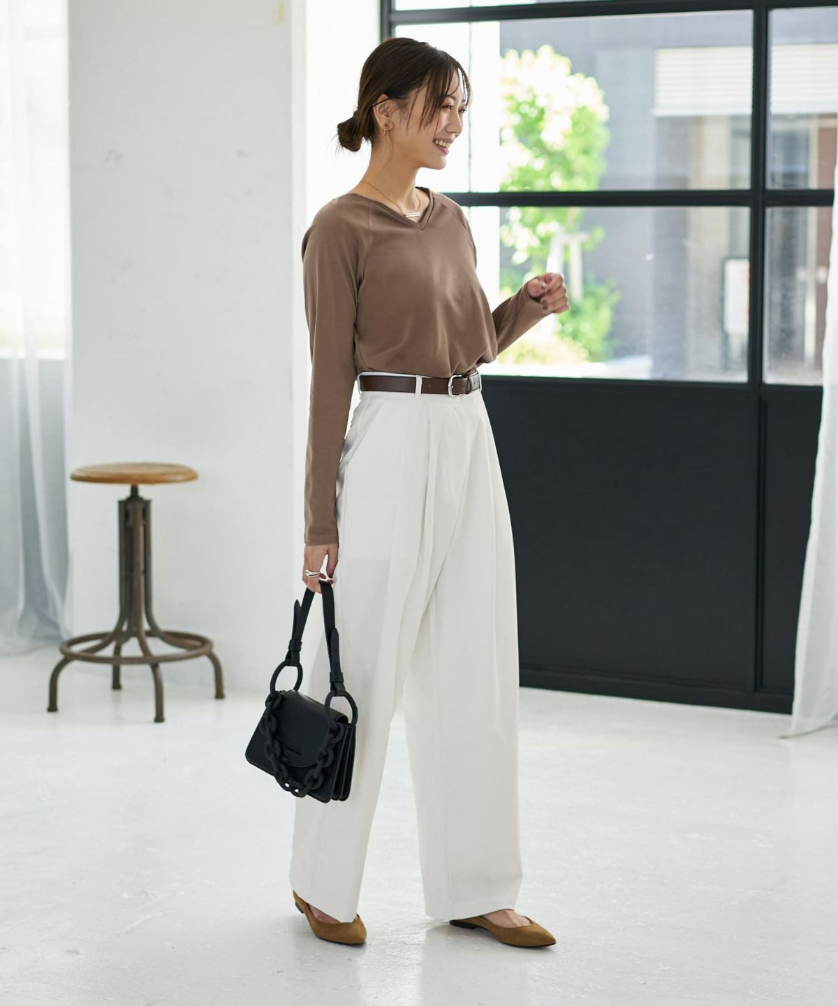 着用イメージ 166cm オリーブベージュ