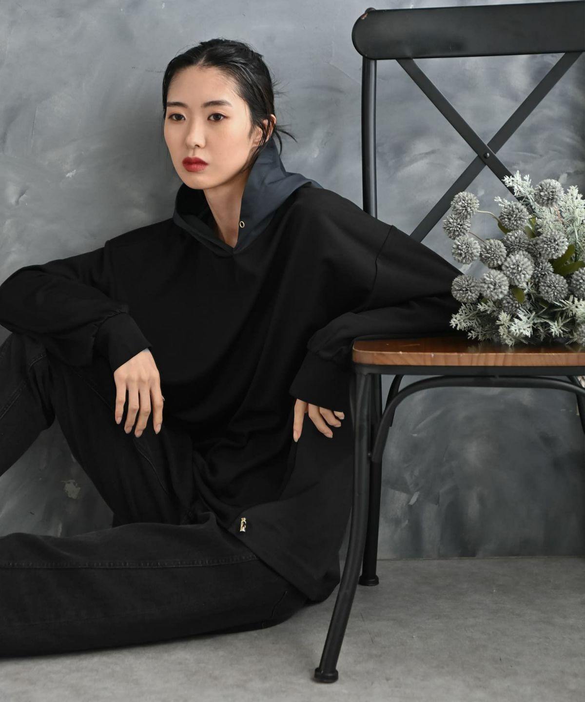 着用イメージ 175cm ブラック×ネイビー