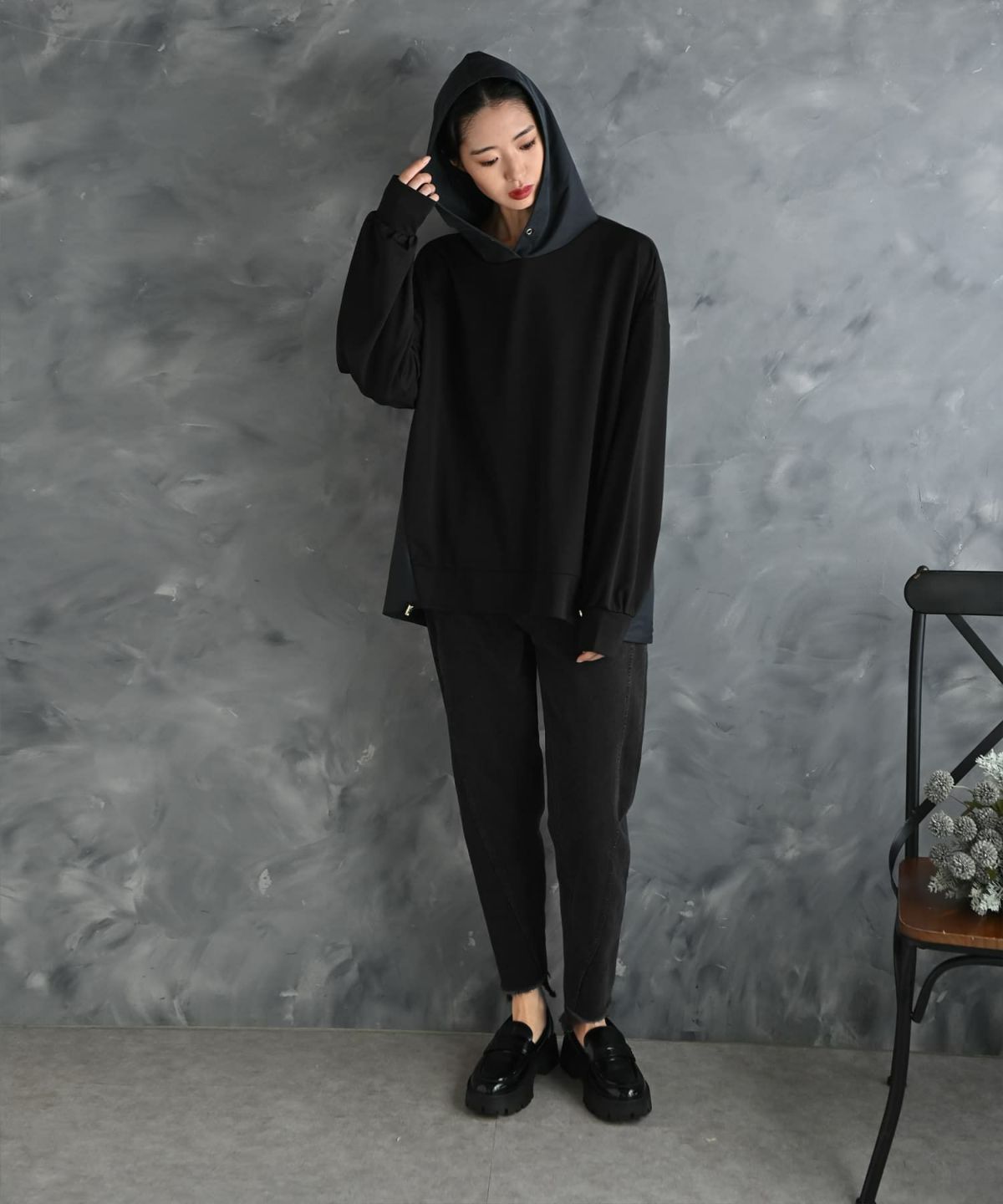 着用イメージ 175cm ブラック×ネイビー