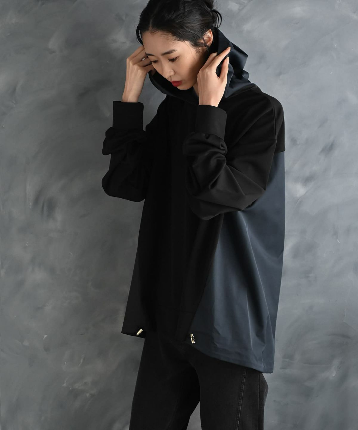 着用イメージ 175cm ブラック×ネイビー