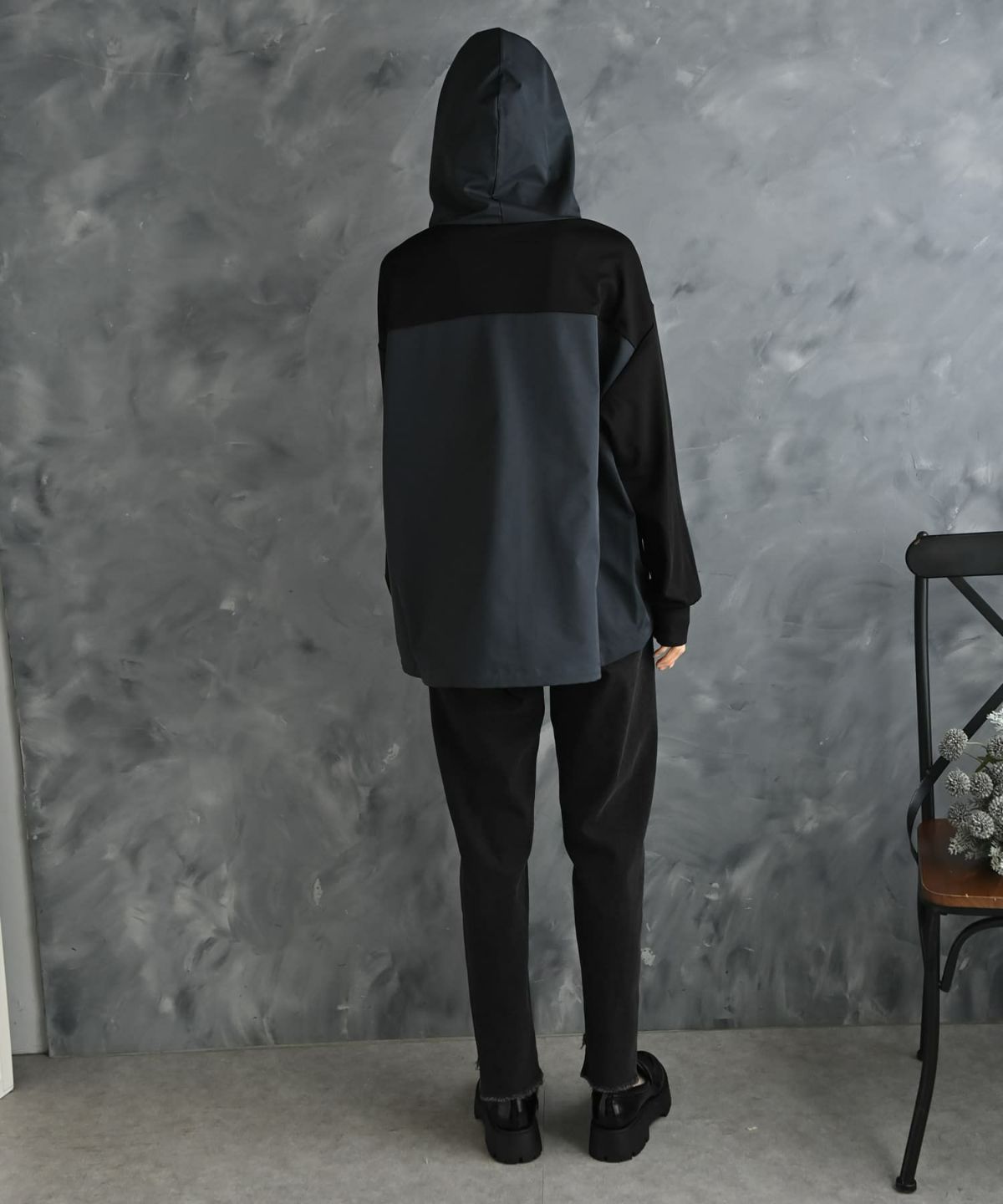 着用イメージ 175cm ブラック×ネイビー