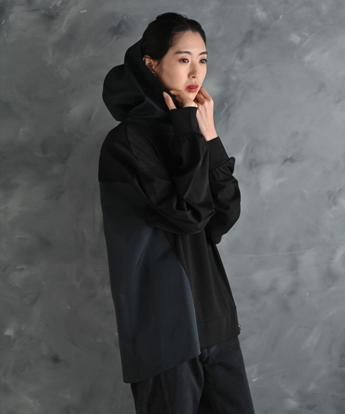 着用イメージ 175cm ブラック×ネイビー