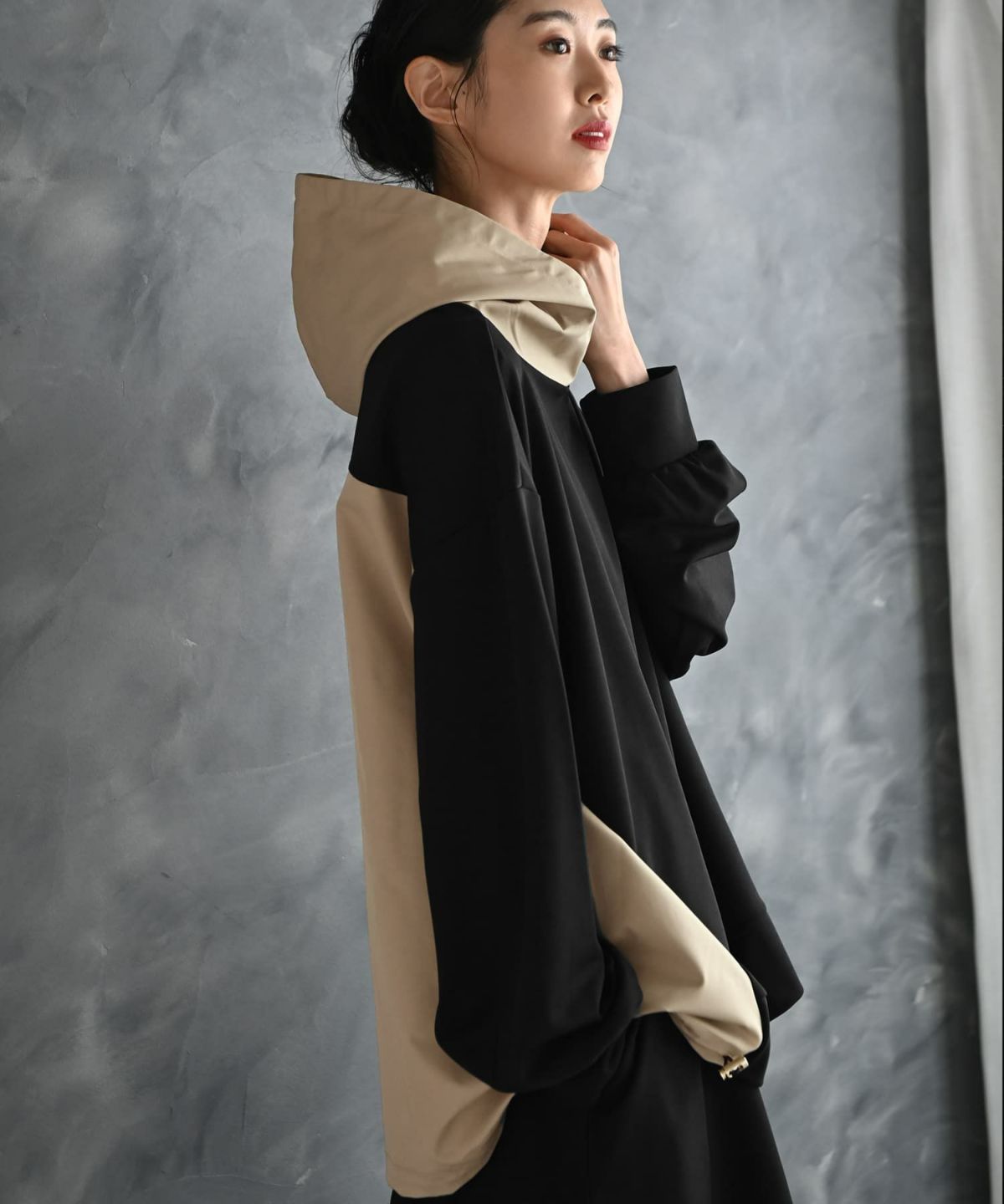 着用イメージ 175cm ブラック×ベージュ