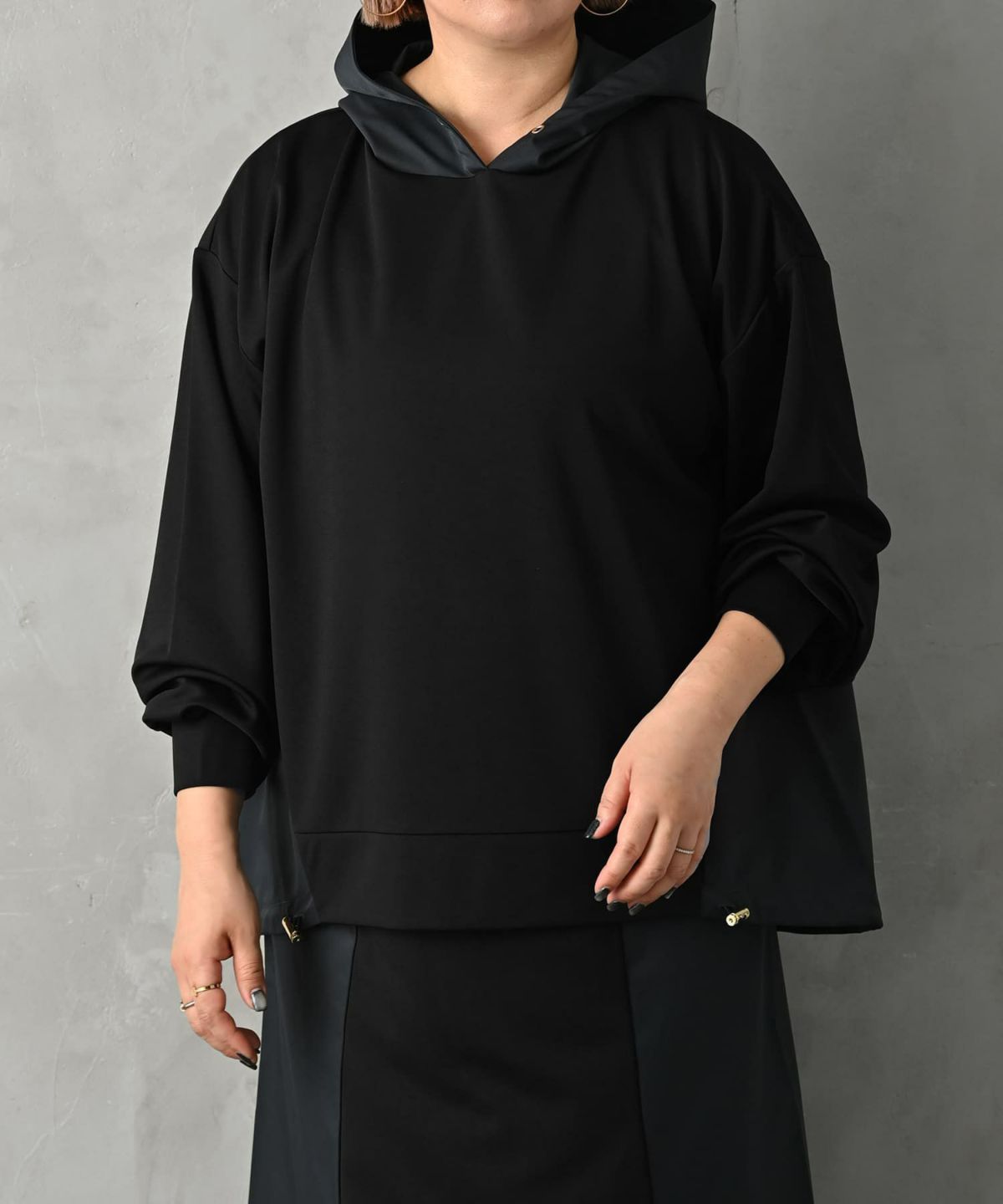 着用イメージ 163cm ブラック×ネイビー