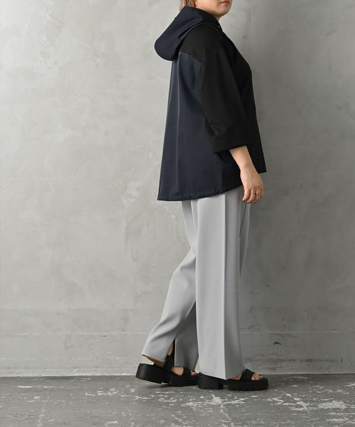 着用イメージ 163cm ブラック×ネイビー