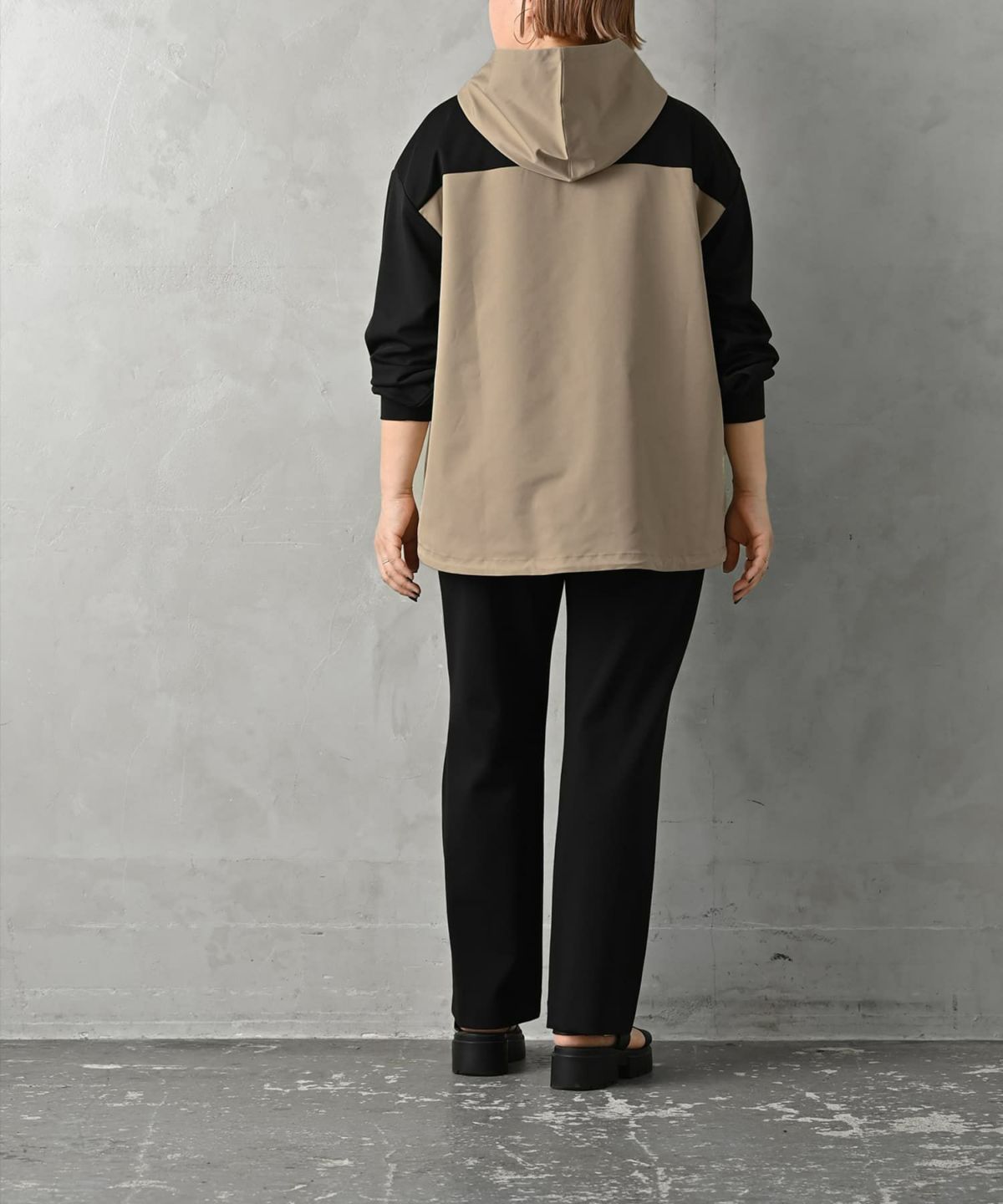 着用イメージ 163cm ブラック×ベージュ