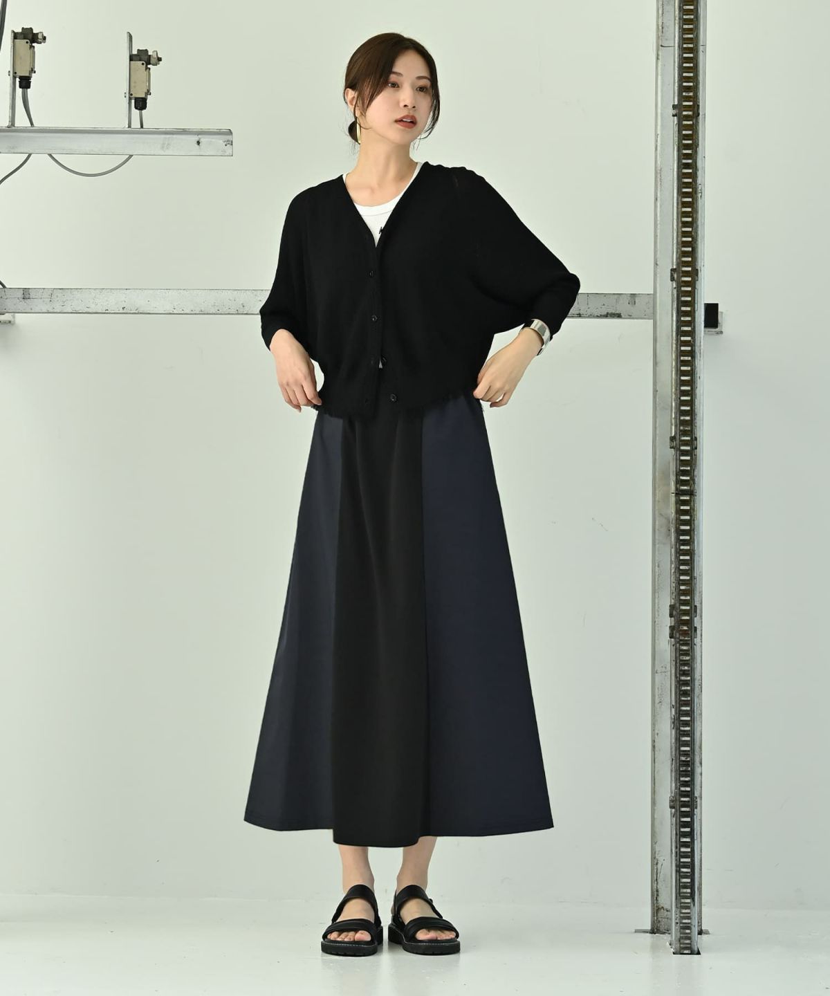 着用イメージ 172cm ブラック×ネイビー