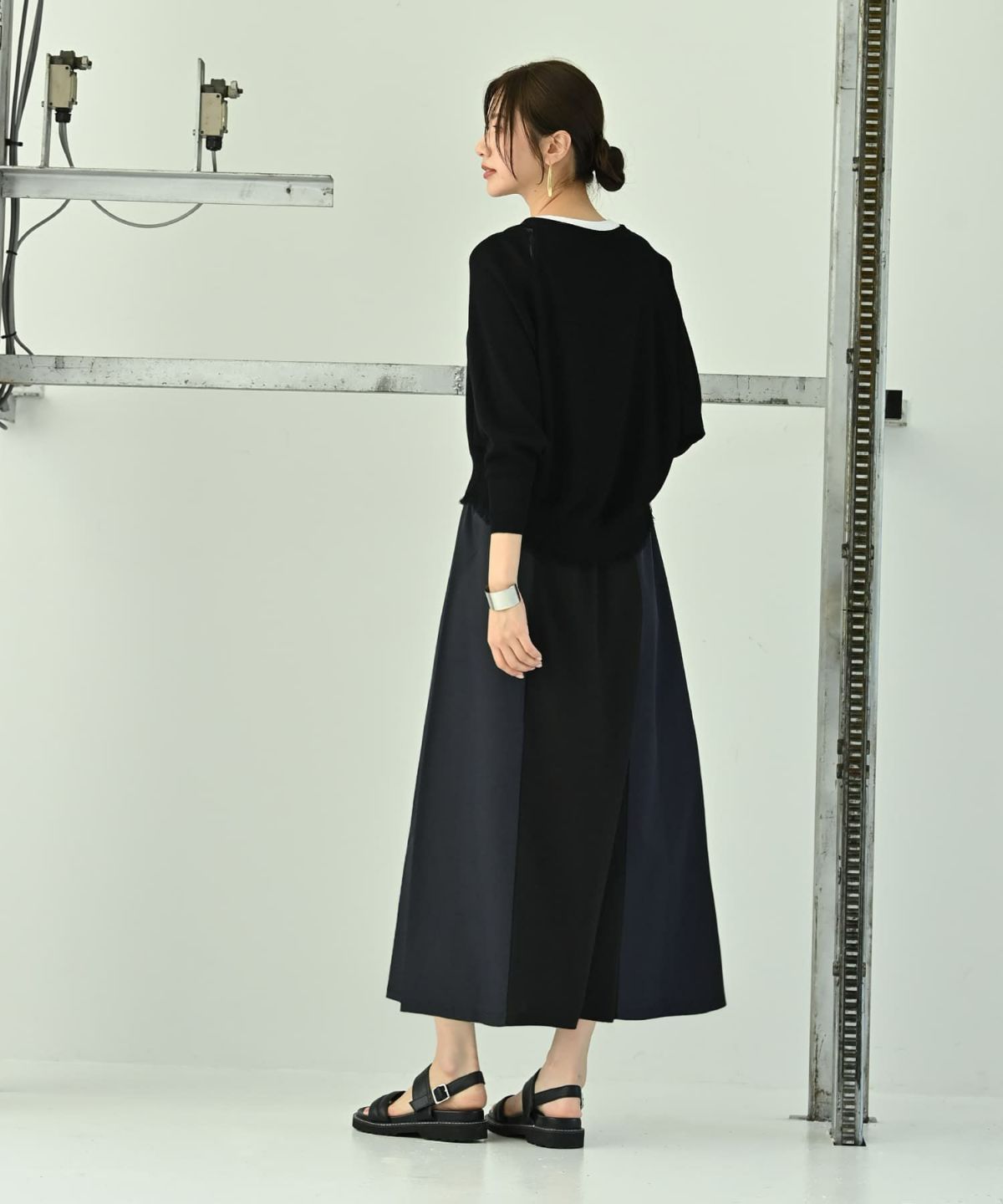 着用イメージ 172cm ブラック×ネイビー