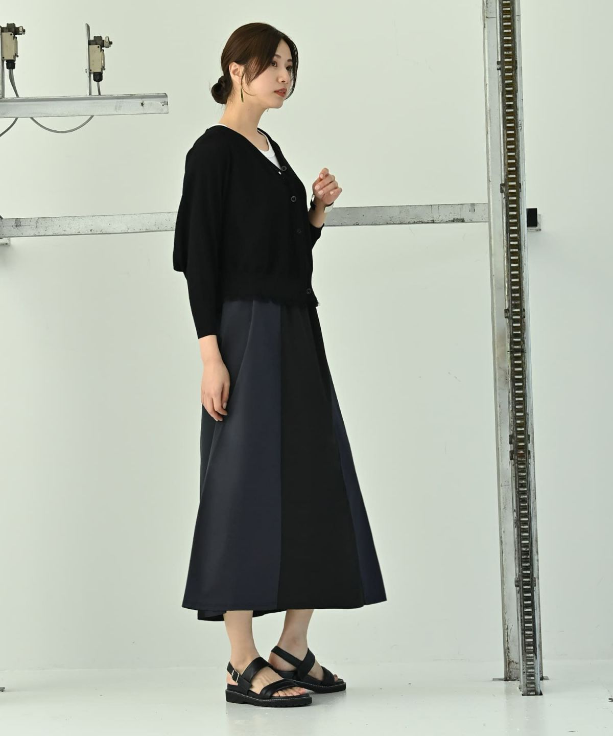 着用イメージ 172cm ブラック×ネイビー