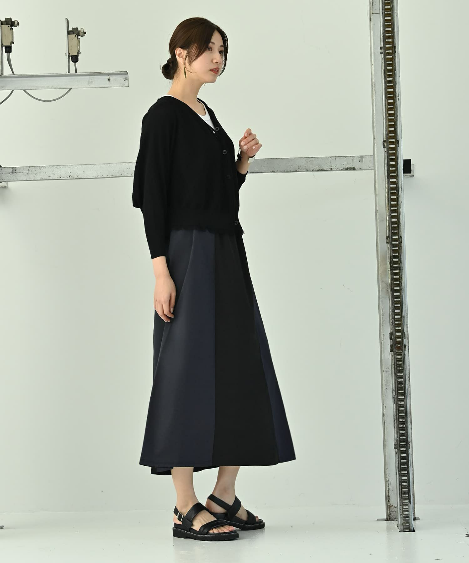 着用イメージ 172cm ブラック×ネイビー