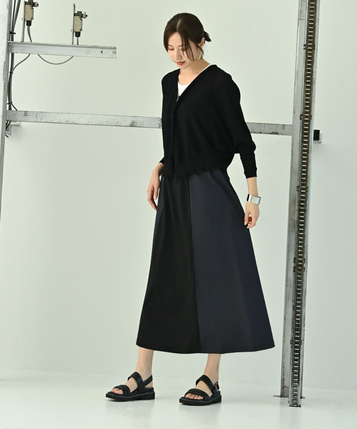 着用イメージ 172cm ブラック×ネイビー