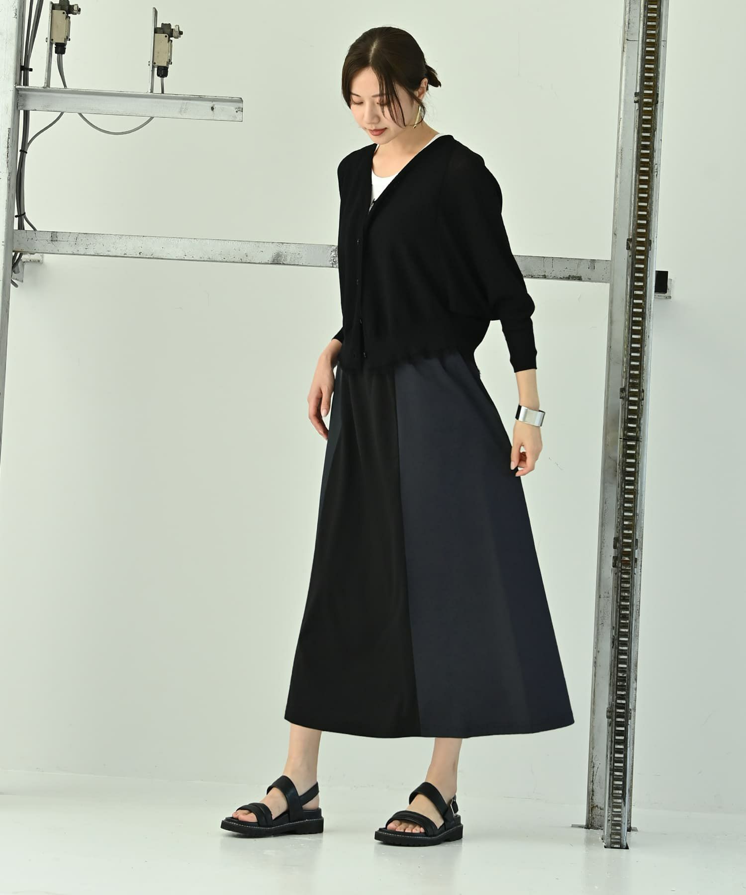 着用イメージ 172cm ブラック×ネイビー