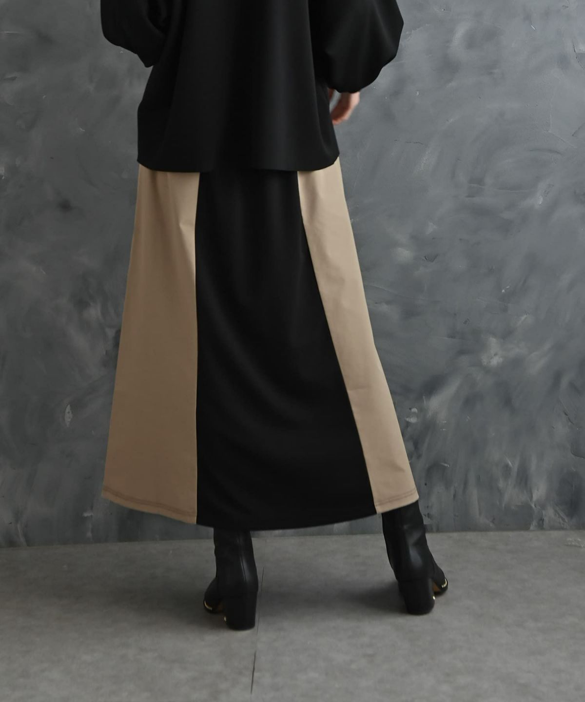 着用イメージ 175cm ブラック×ベージュ