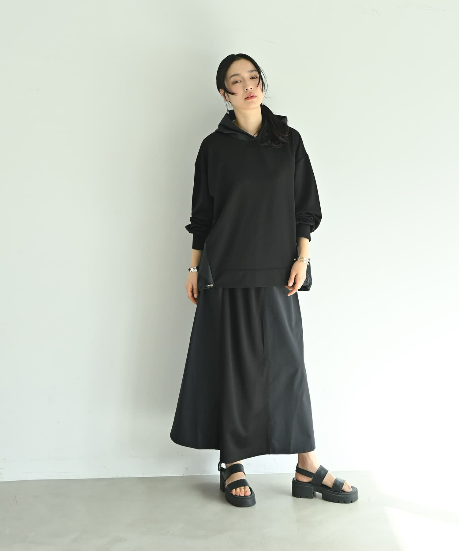 着用イメージ 175cm ブラック×ベージュ