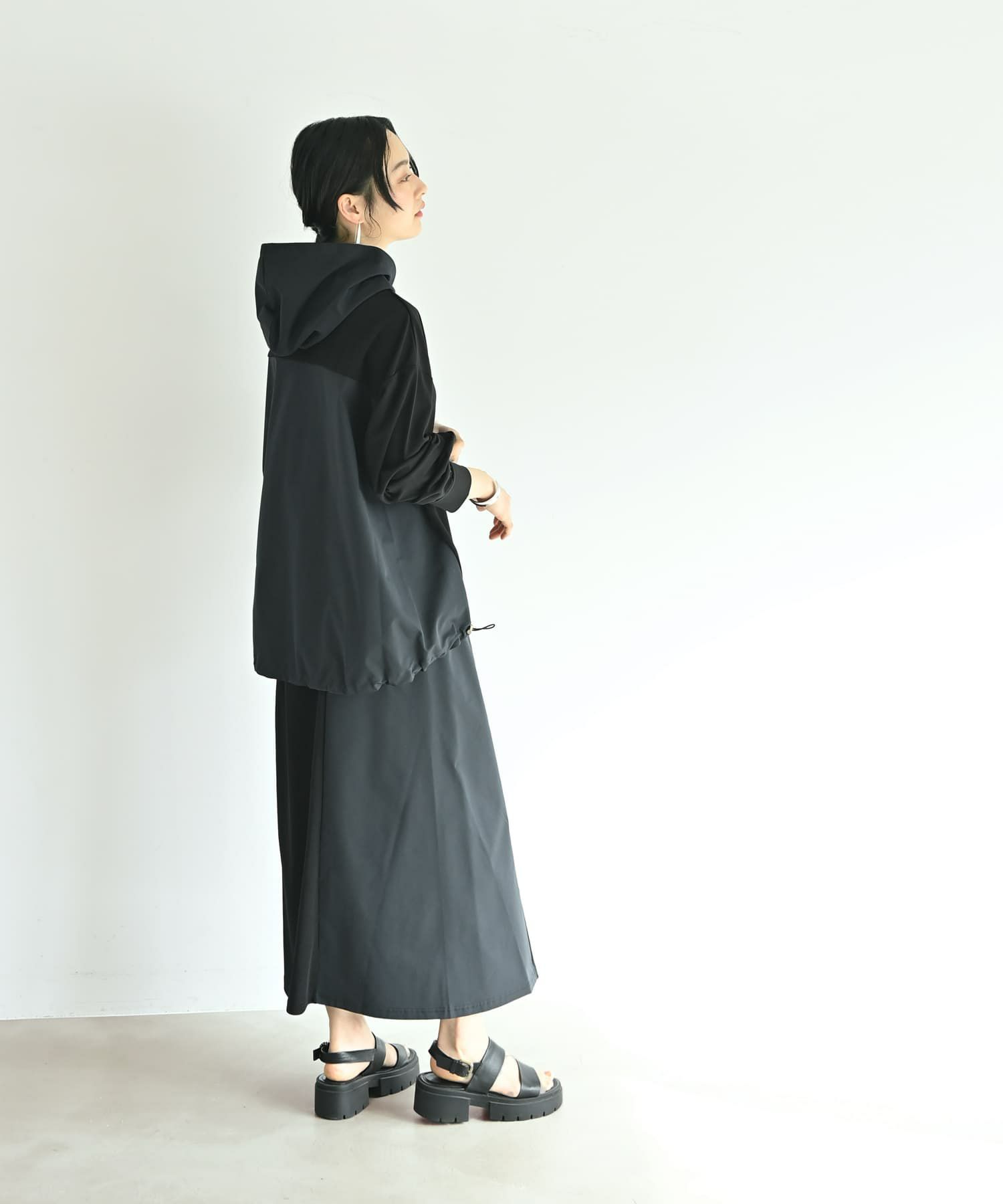 着用イメージ 167cm ブラック×ネイビー