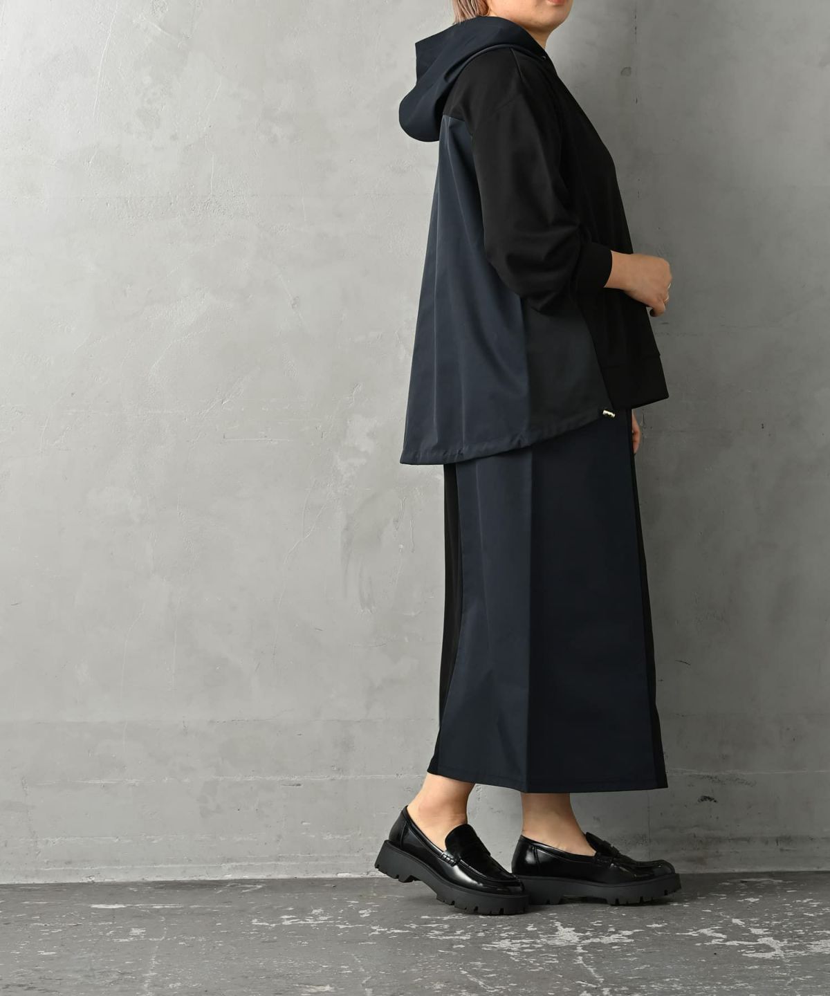 着用イメージ 163cm ブラック×ネイビー