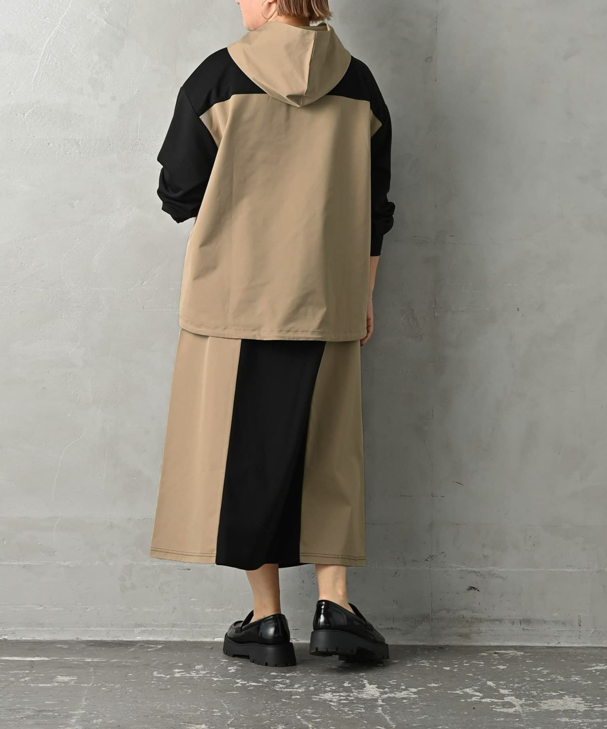 着用イメージ 163cm ブラック×ベージュ