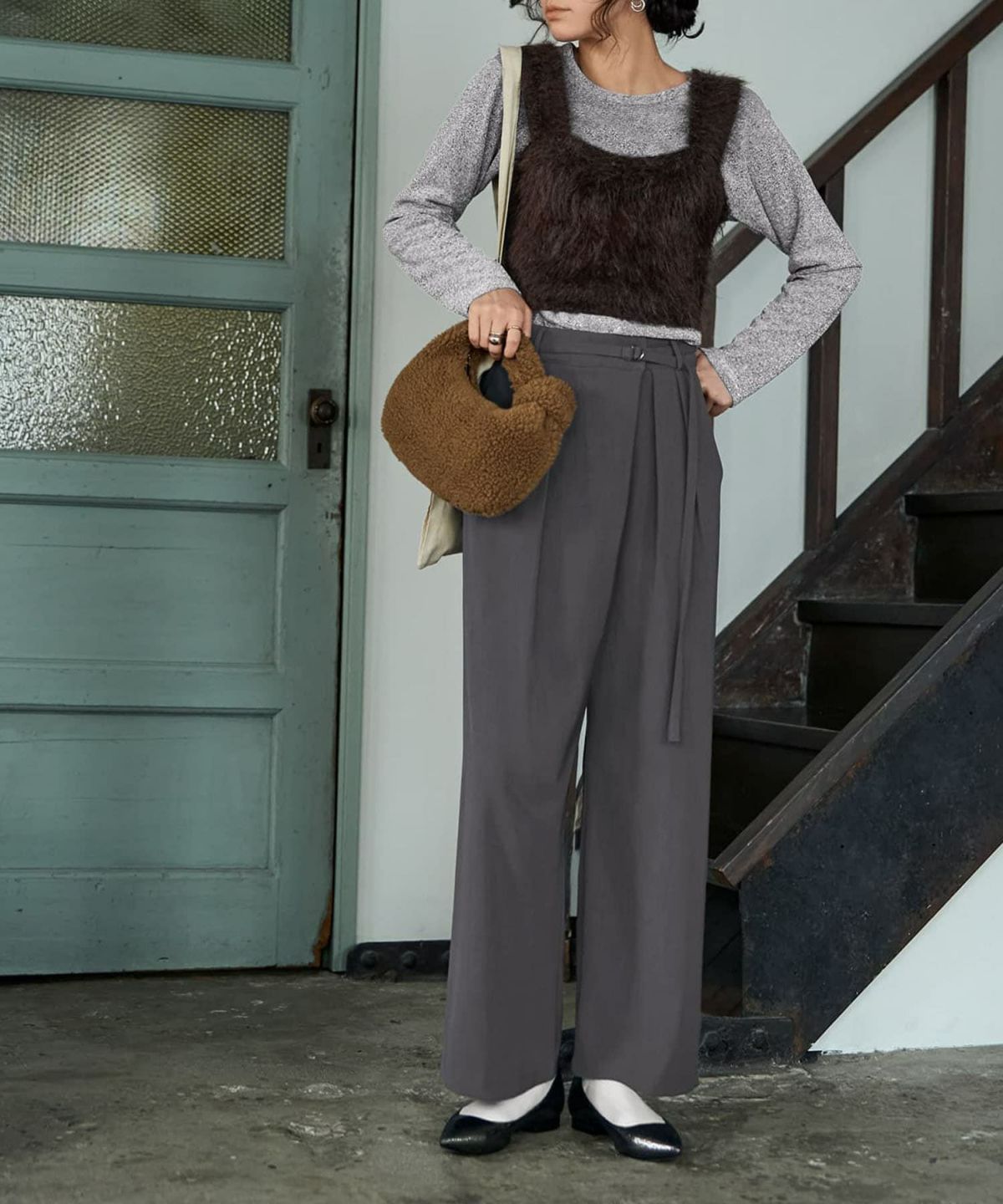 着用イメージ 167cm ブラウン