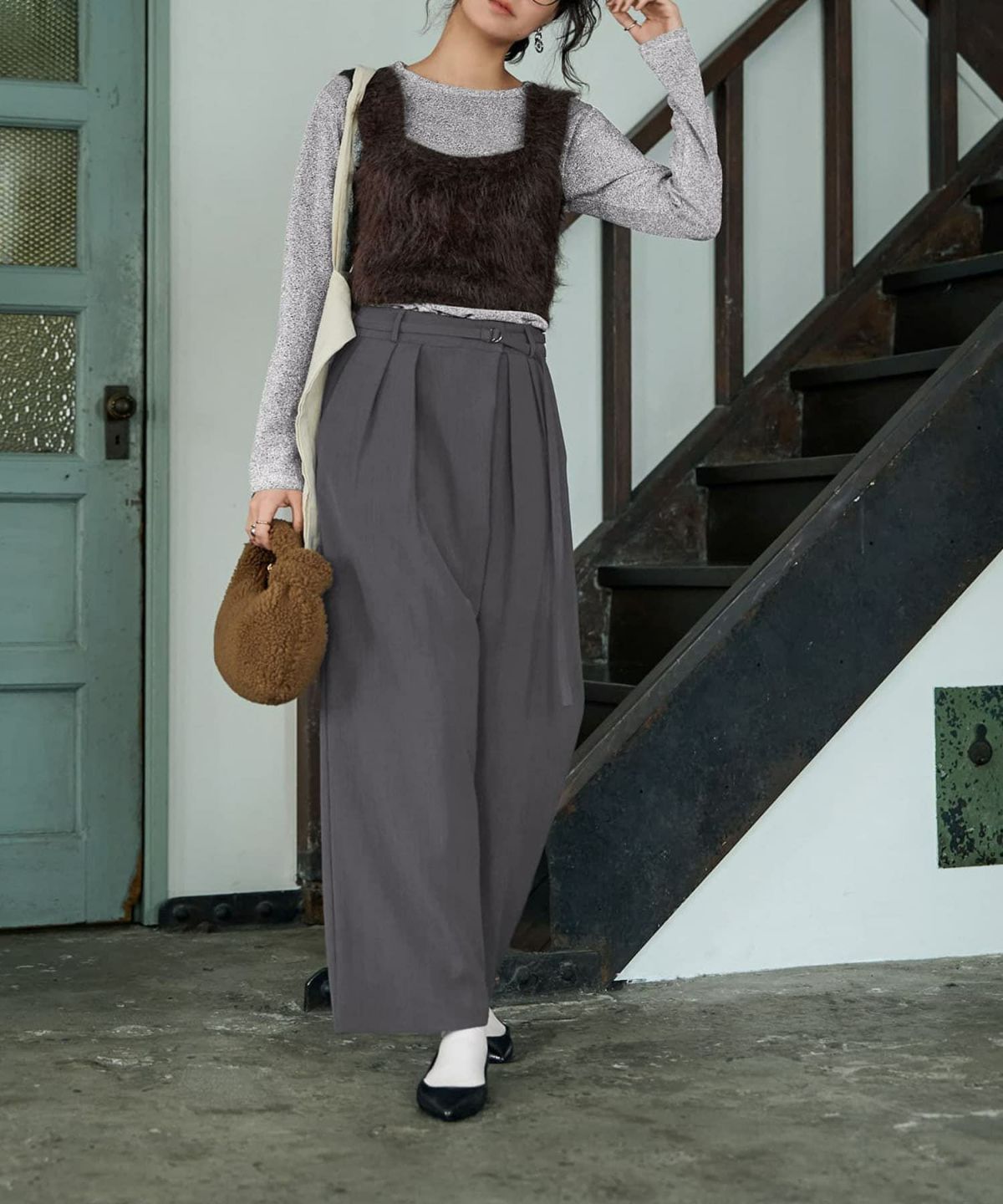 着用イメージ 167cm ブラウン