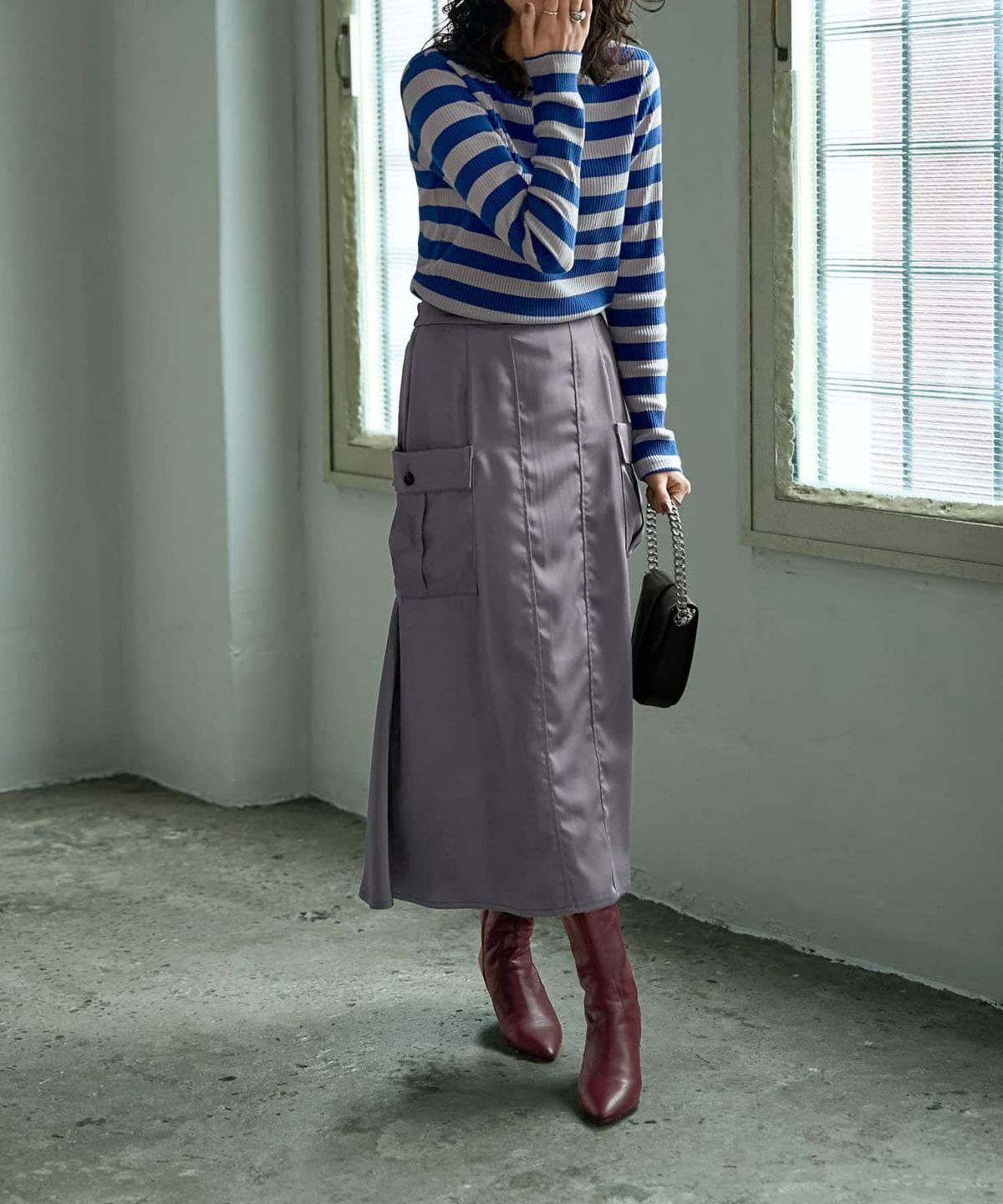 着用イメージ 167cm ブルー