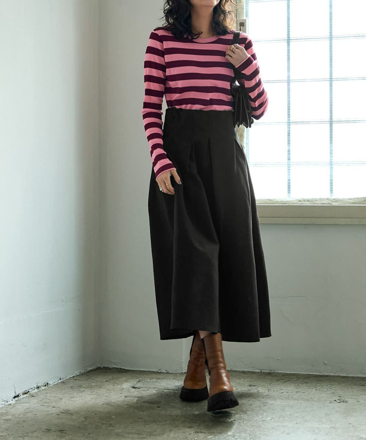 着用イメージ 167cm ボルドー