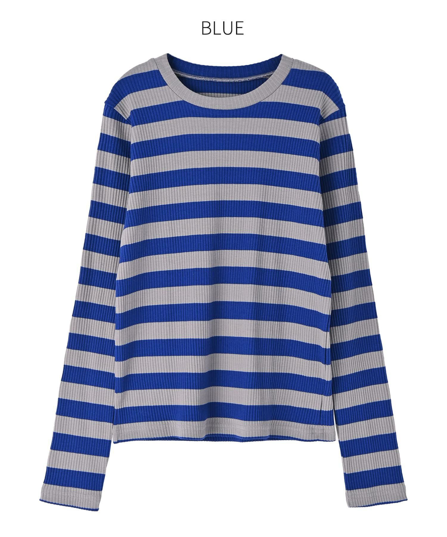 カラーボーダーリブトップス | おしゃれな大人レディースファッション