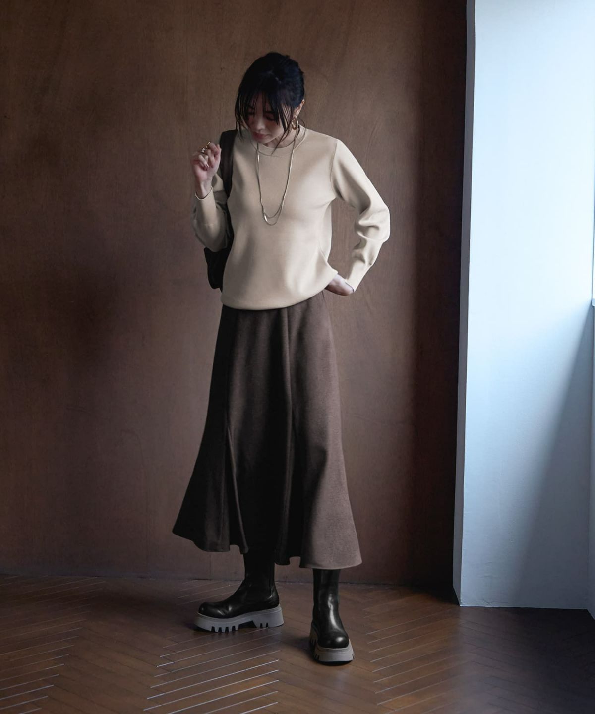 着用イメージ 166㎝　ライトベージュ