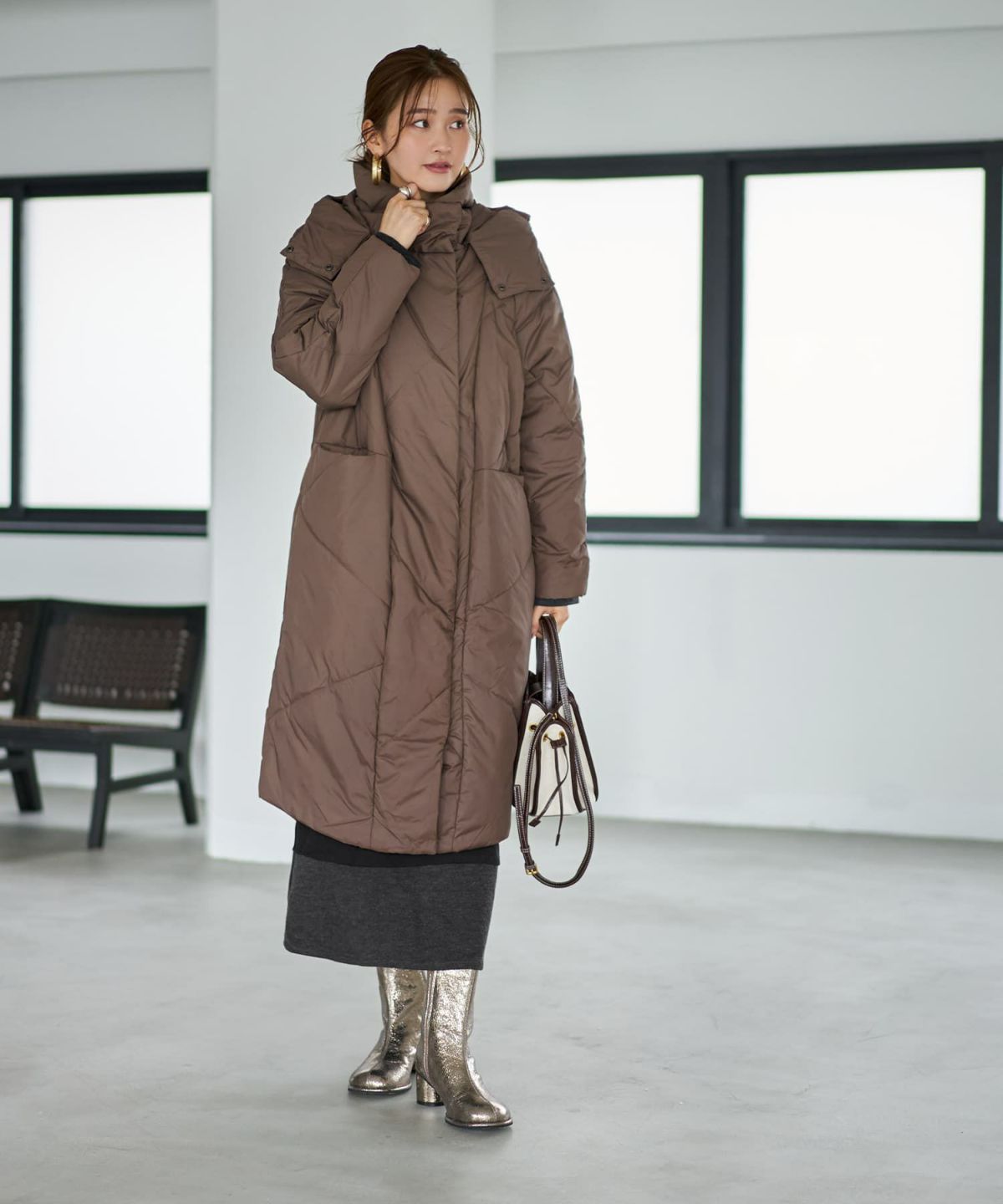 着用イメージ 166cm ブラウン