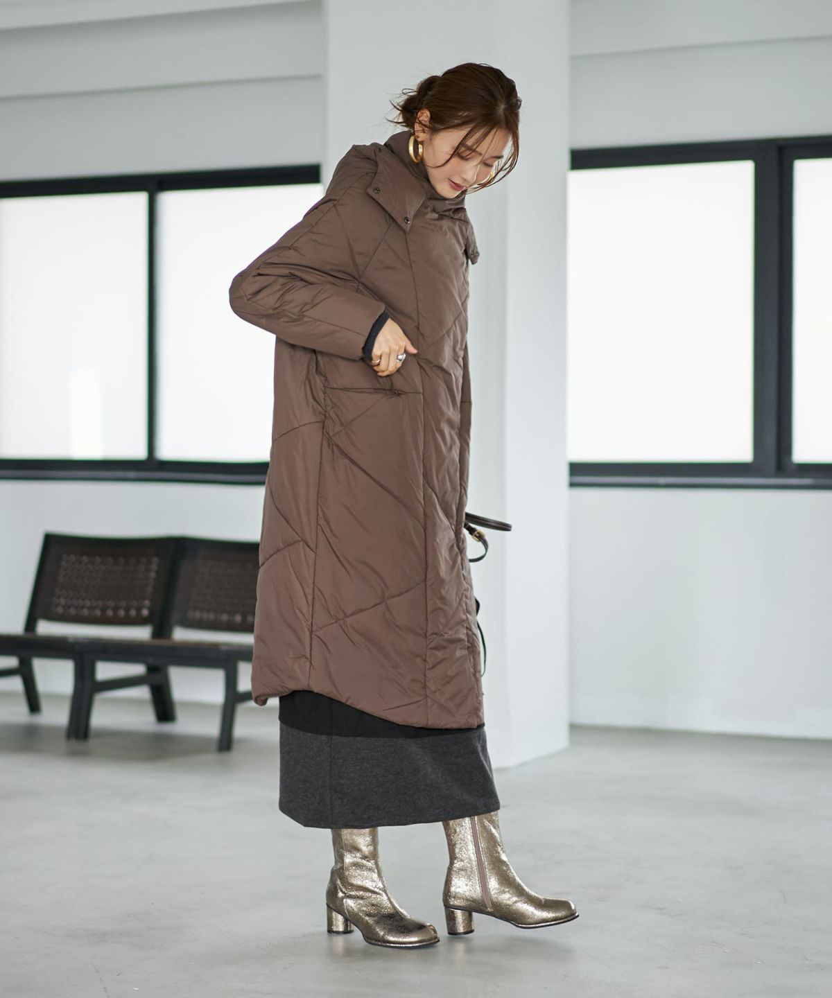 着用イメージ 166cm ブラウン