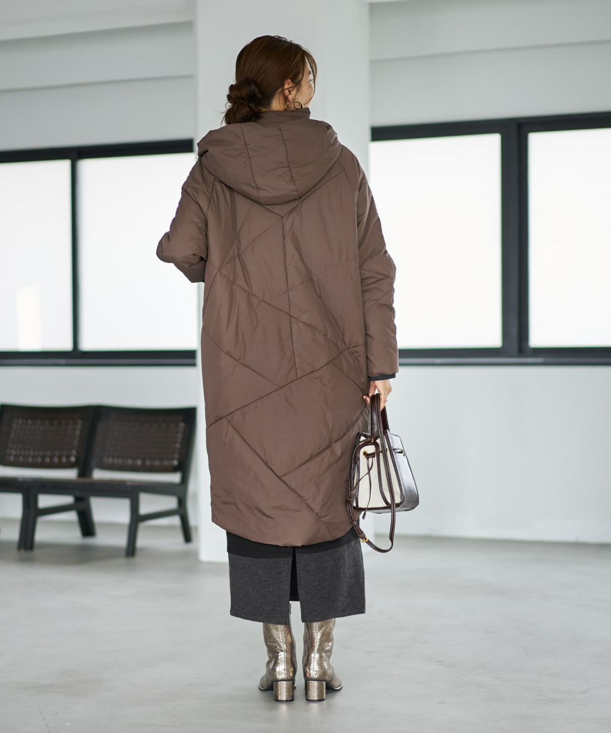 着用イメージ 166cm ブラウン