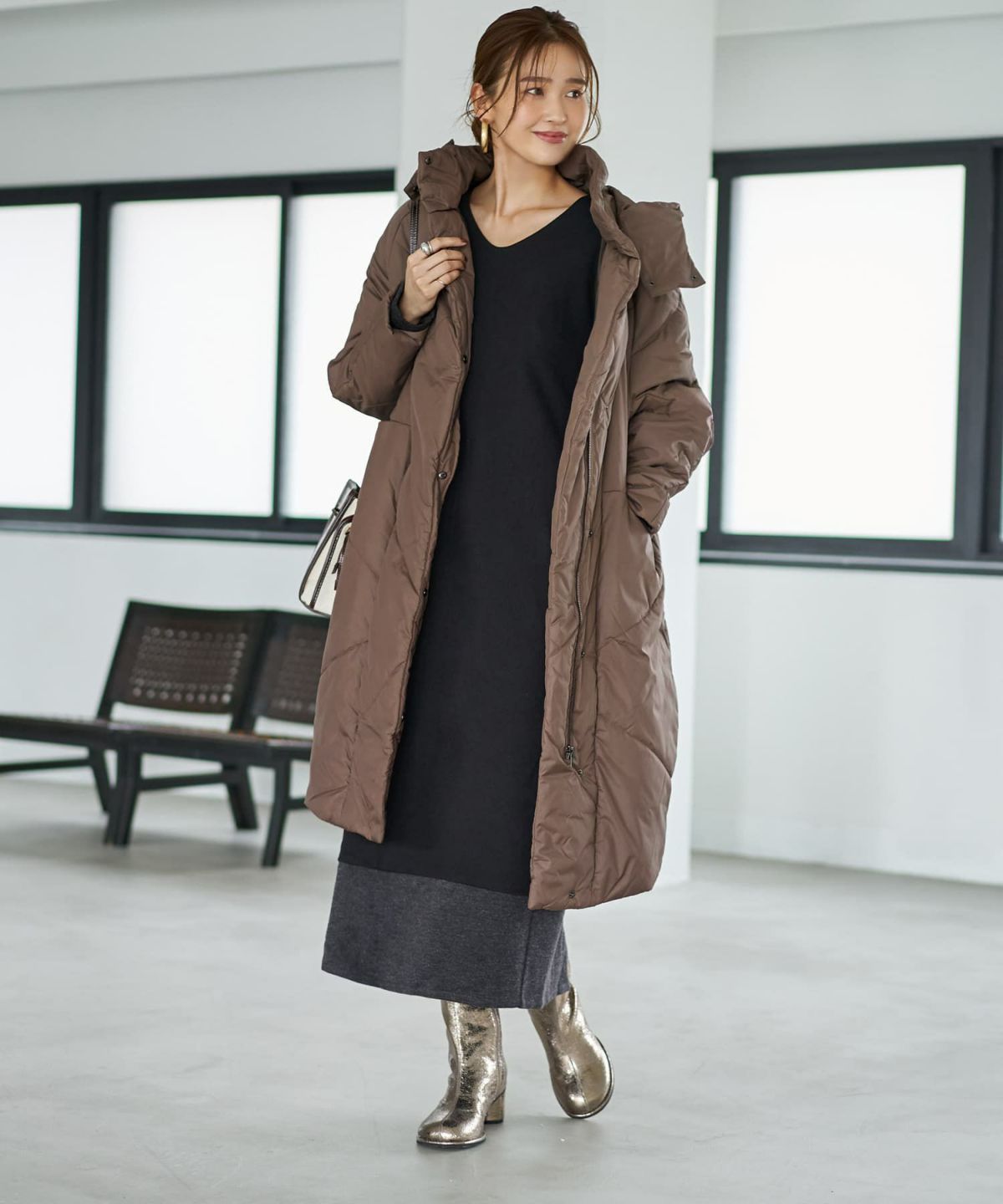 着用イメージ 166cm ブラウン