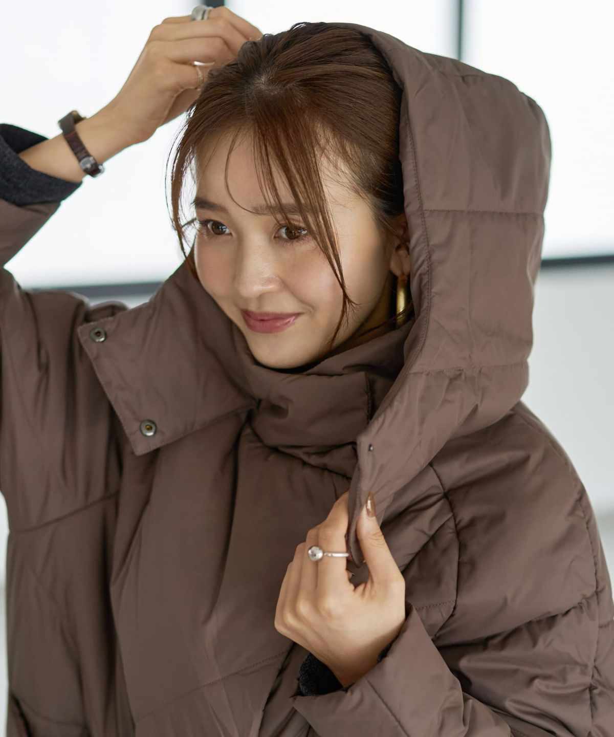 着用イメージ 166cm ブラウン