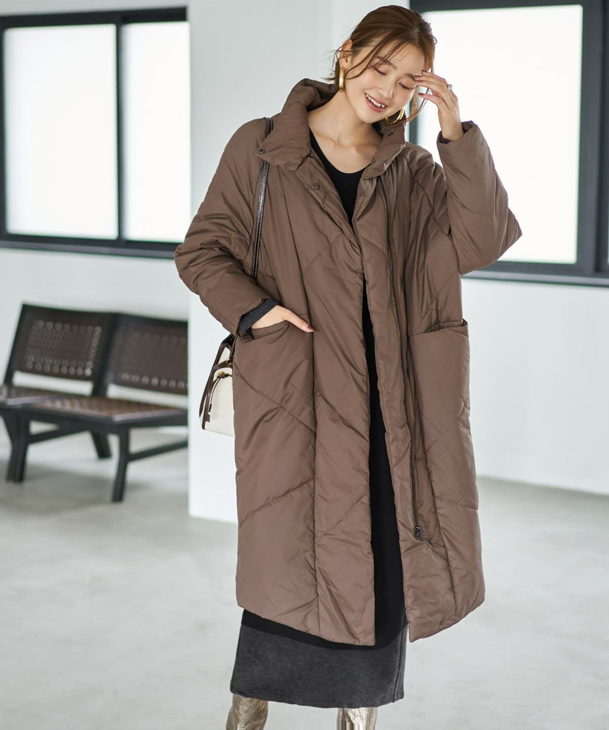 着用イメージ 166cm ブラウン