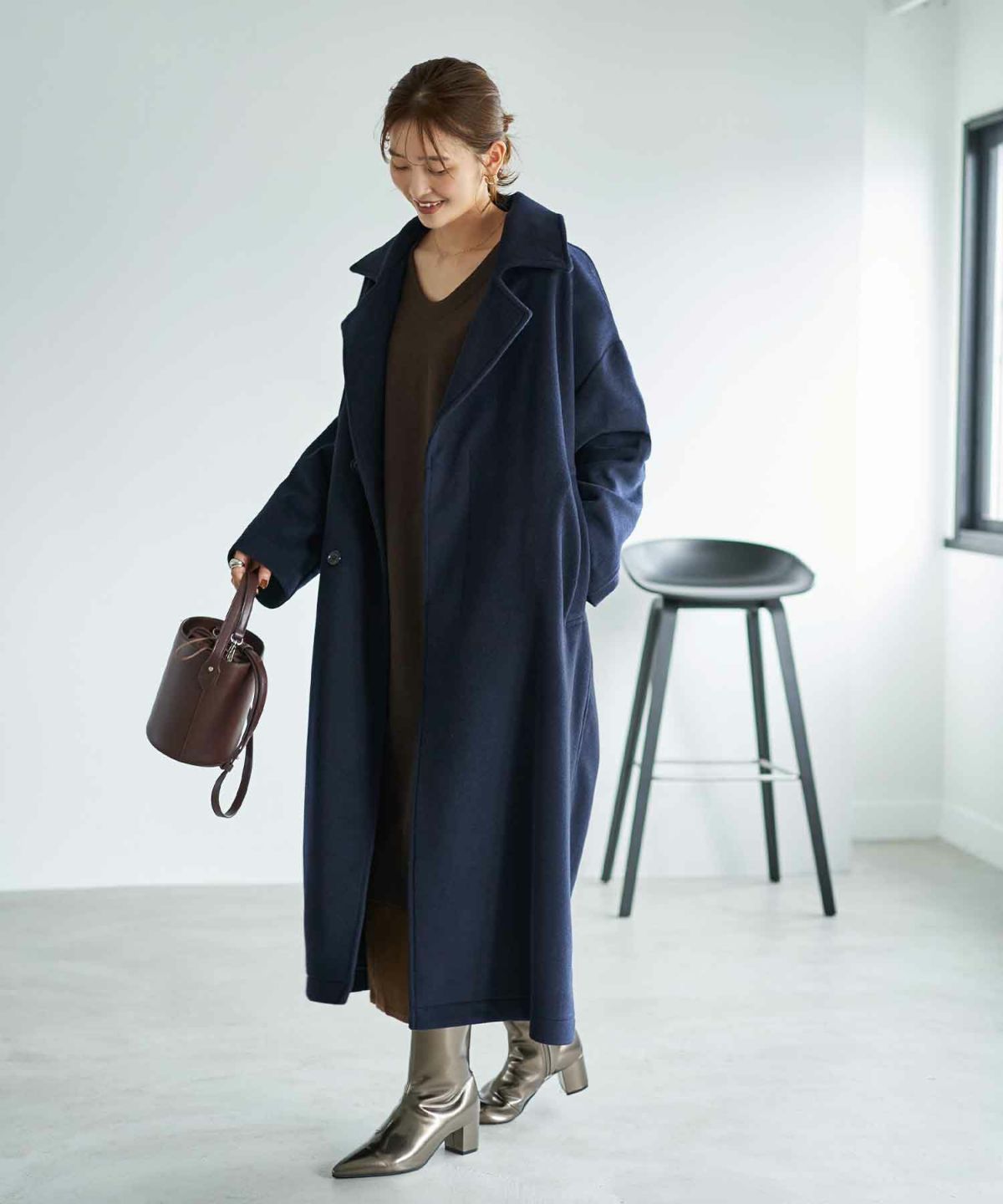 着用イメージ 166cm ネイビー 02サイズ
