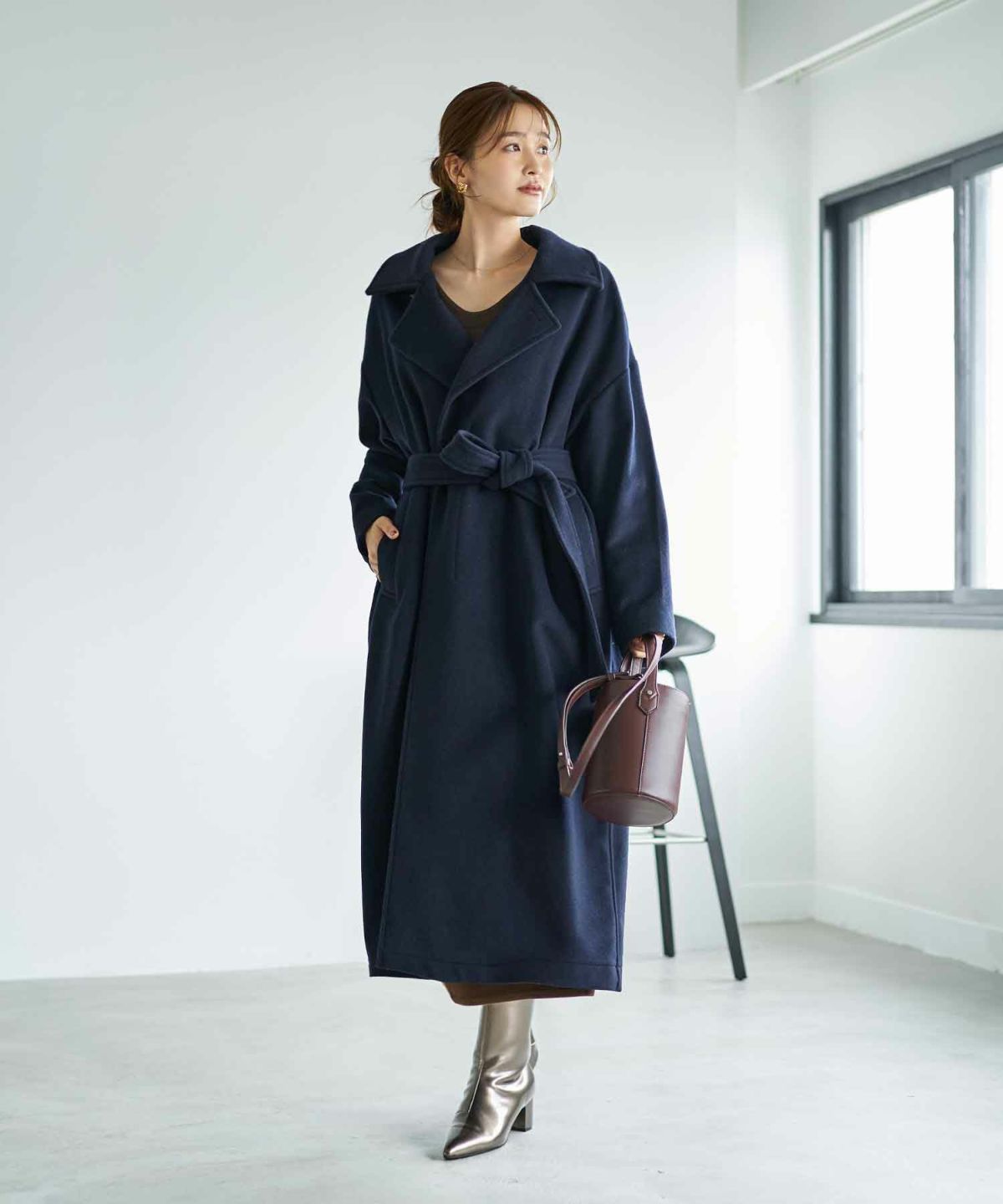 着用イメージ 166cm ネイビー 02サイズ