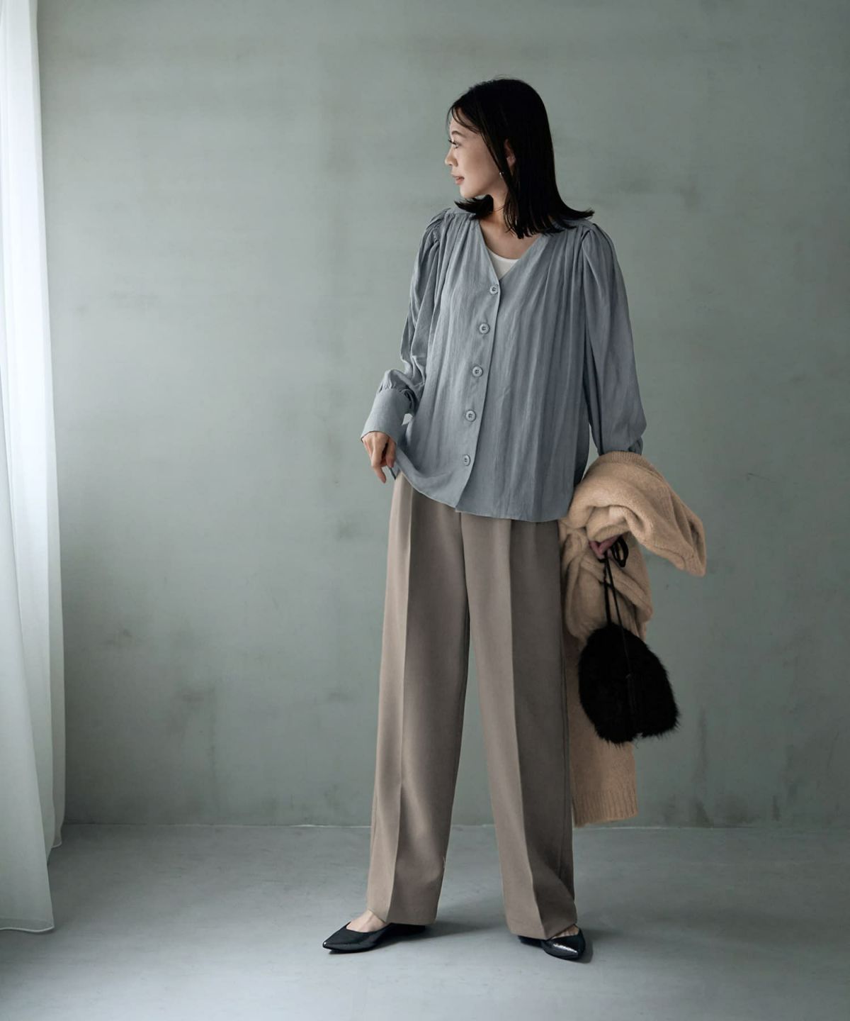 着用イメージ 166cm スモーキーブルー