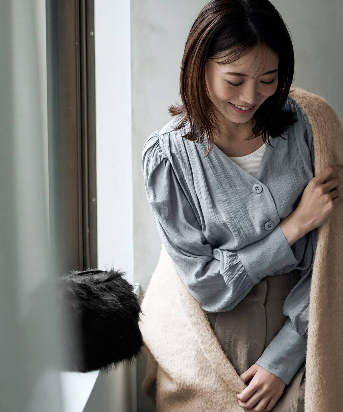 着用イメージ 166cm スモーキーブルー