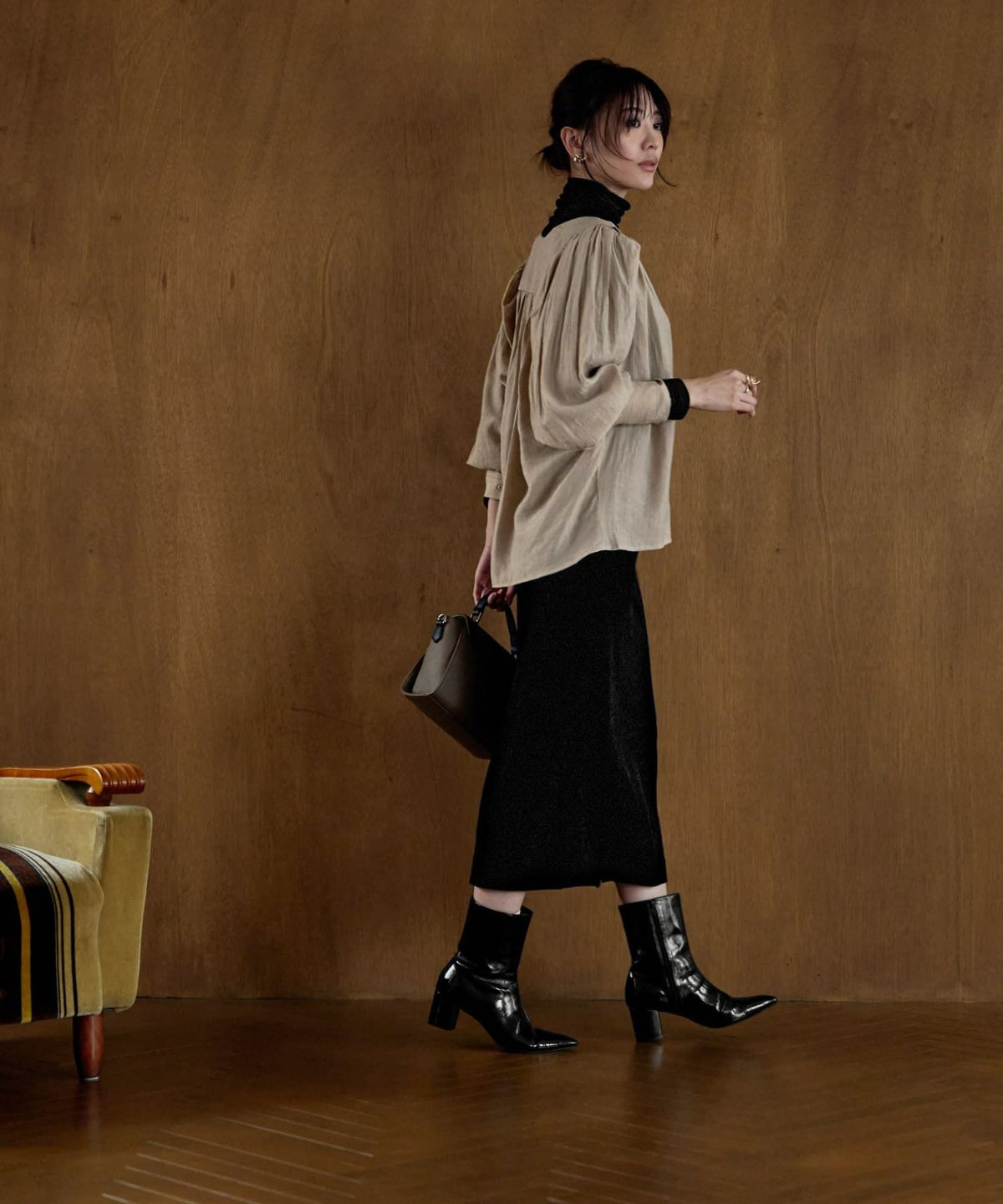 着用イメージ 166cm ベージュ