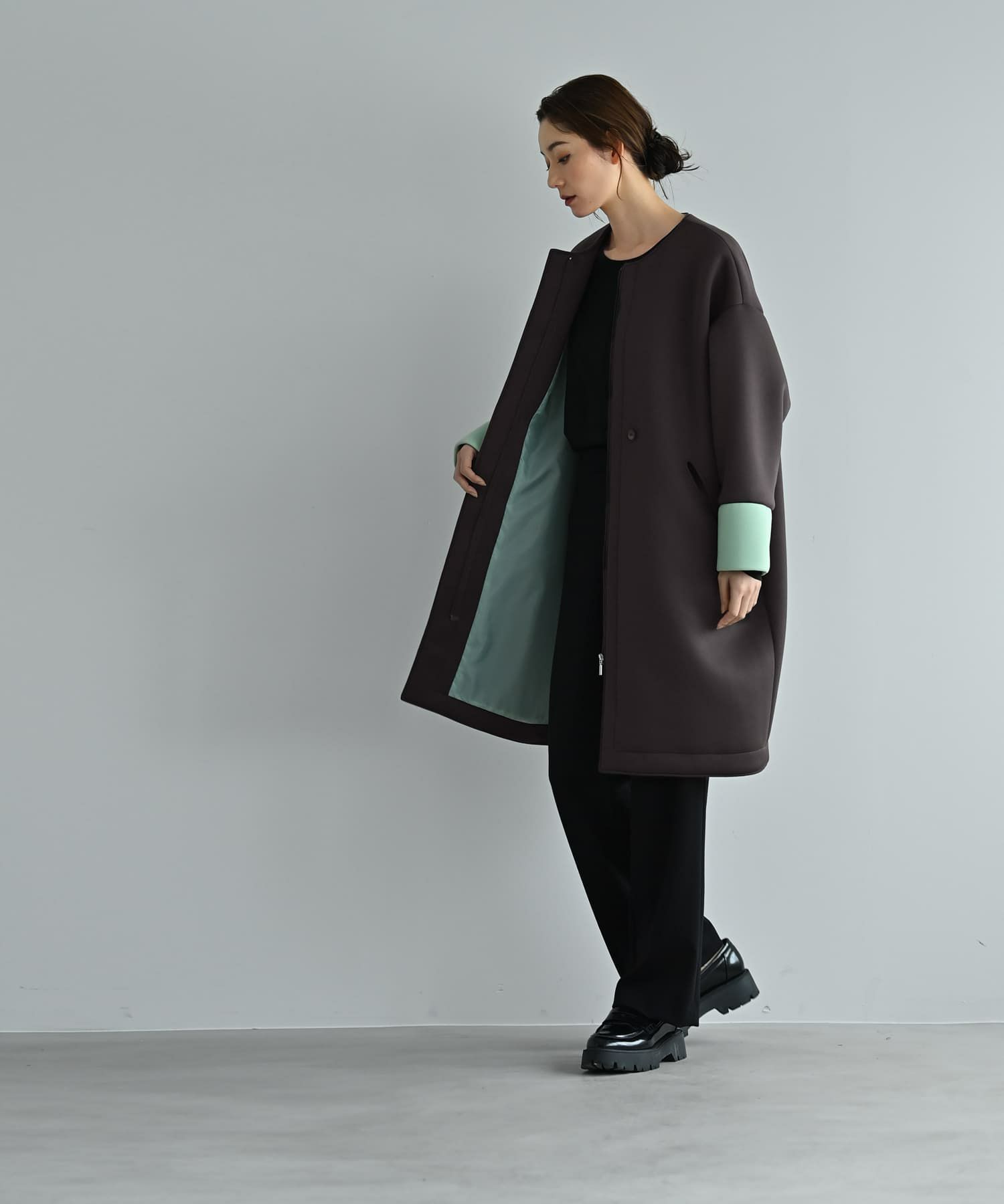 着用イメージ 170cm チャコールブラウン