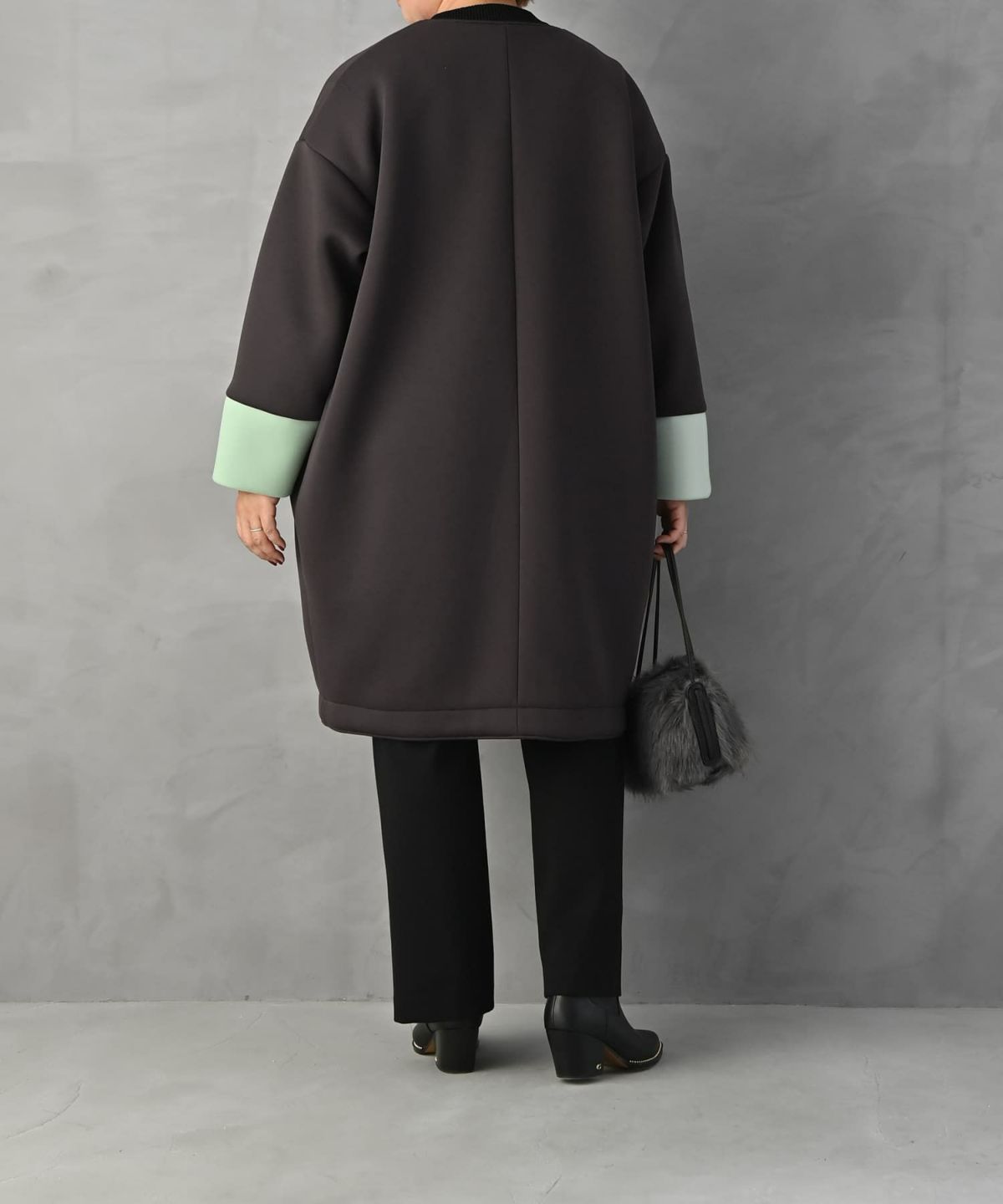  着用イメージ 163cm チャコールブラウン