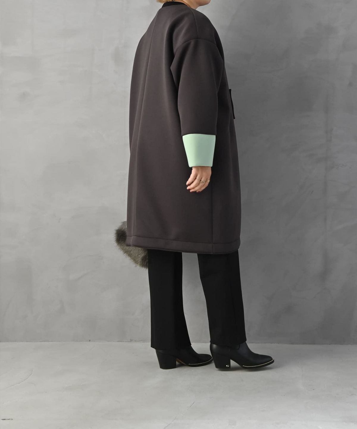  着用イメージ 163cm チャコールブラウン