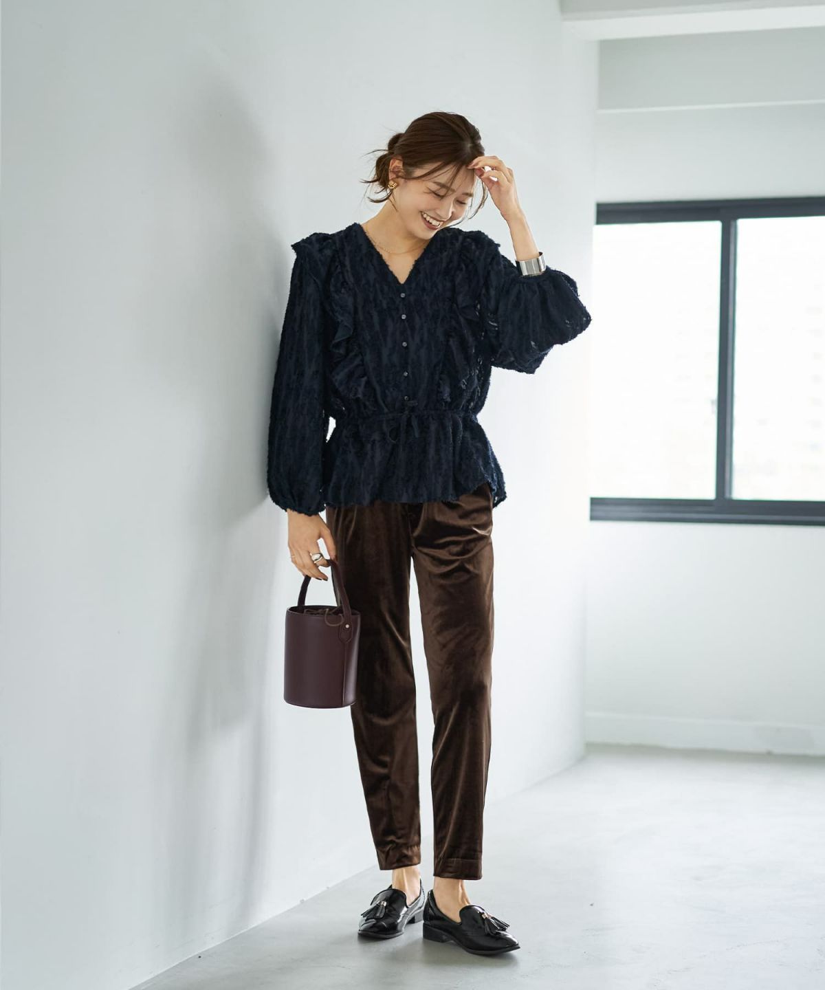 着用イメージ 166cm ネイビー