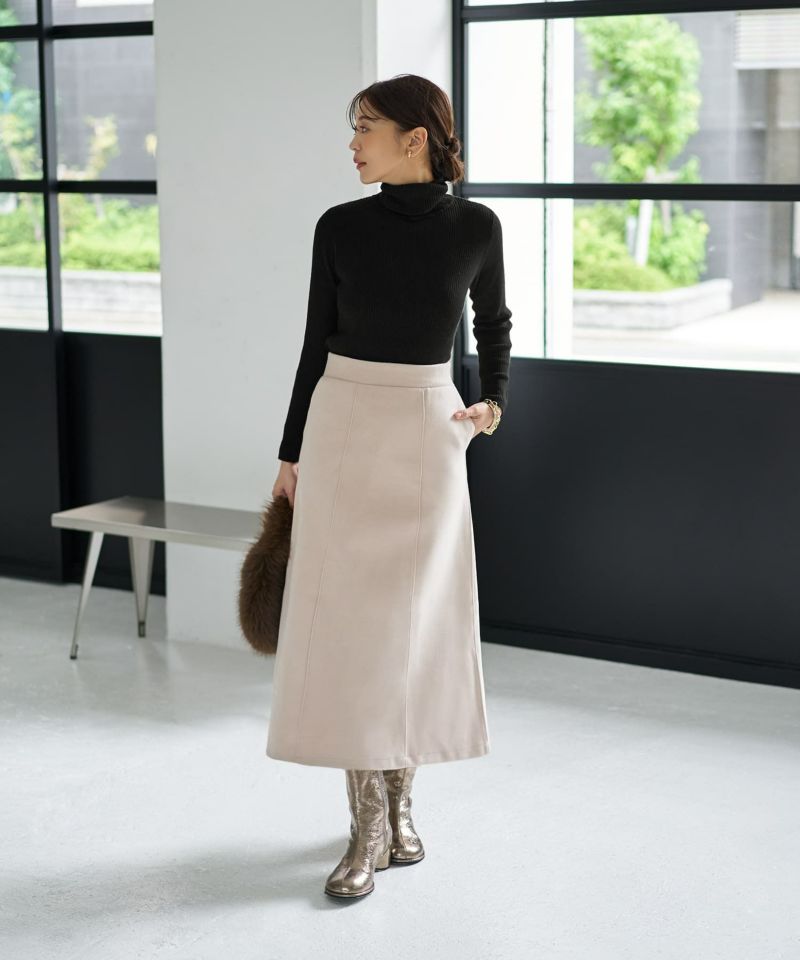 CIVIDINI カシミヤ タートルネックセーター アイボリー カシミヤ混リブタートルニットトップス | おしゃれな大人レディース