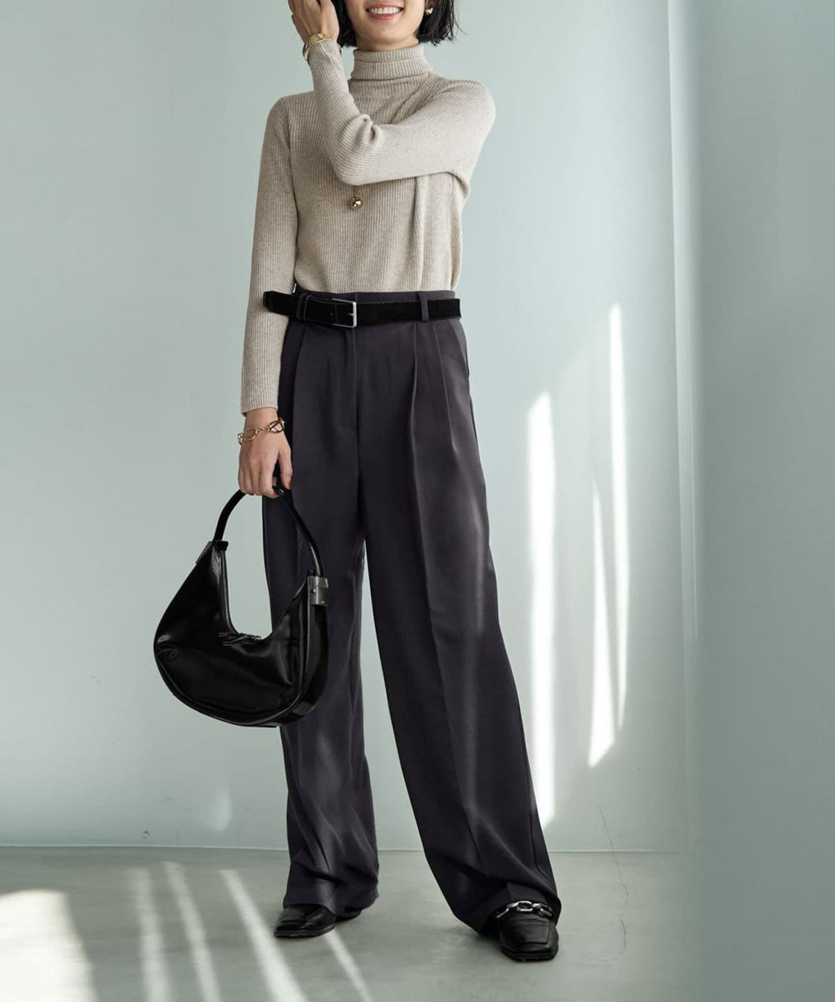 着用イメージ 165cm ベージュミックス