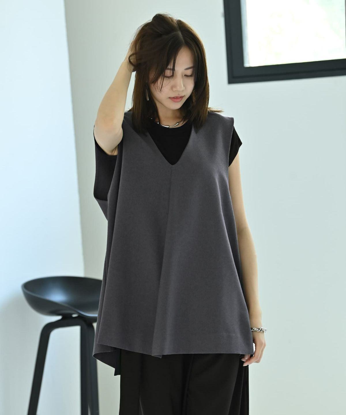 着用イメージ 172cm グレー