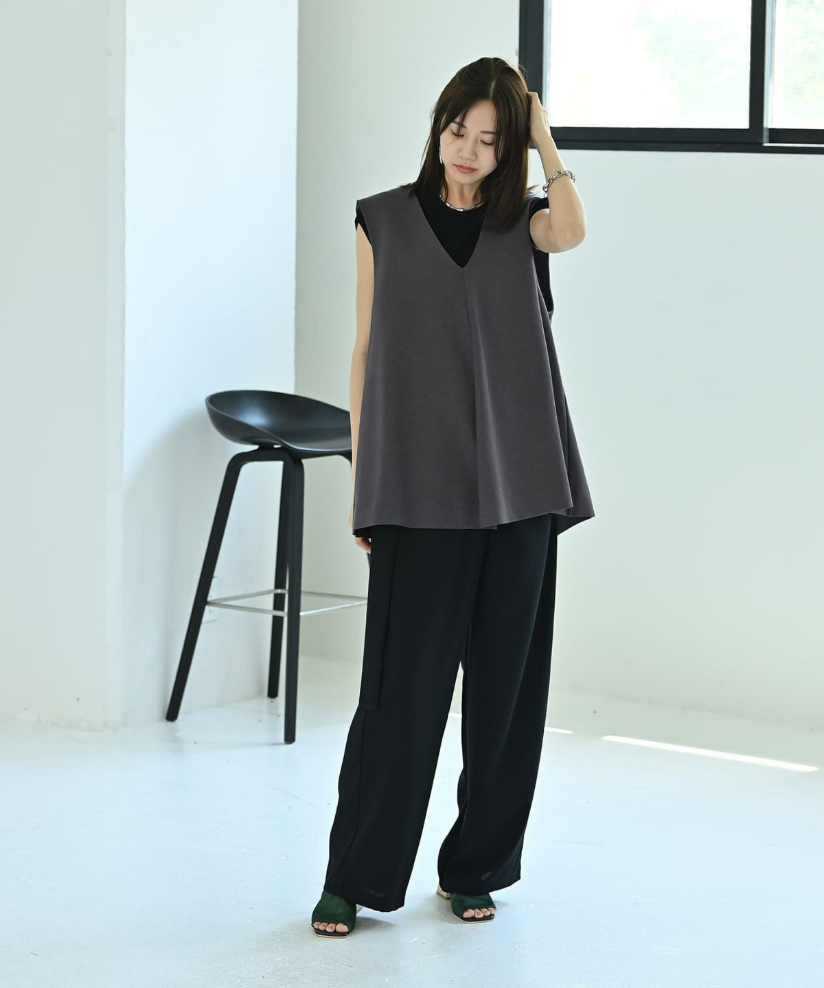 着用イメージ 172cm グレー